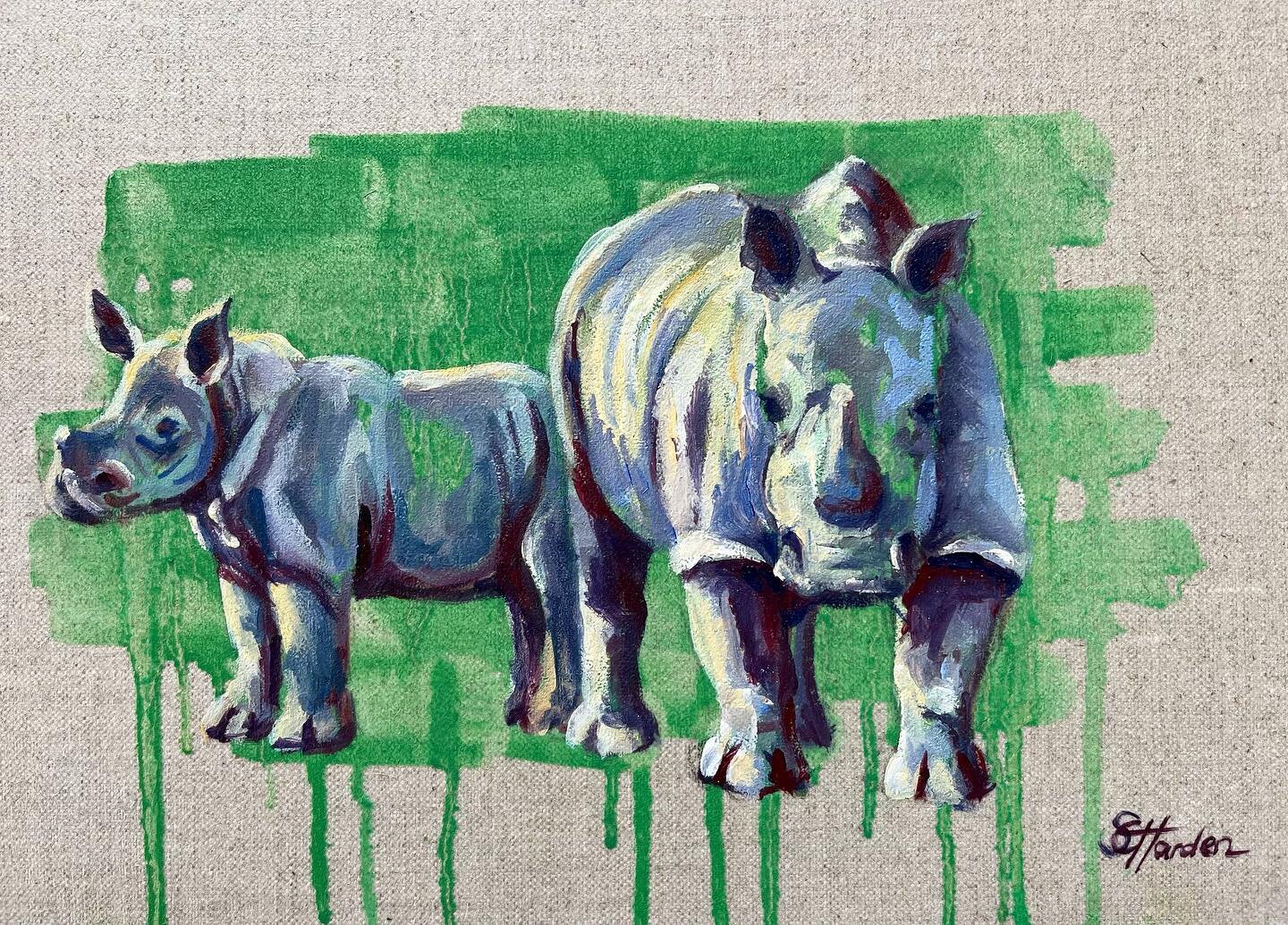 To celebrate#worldrhinoday I am selling these two beauties for &pound;225 + P&amp;P 30x20cm. PM to buy #rhinos #worldrhinoday #africa #animalsofinstagram #safari #forsale
