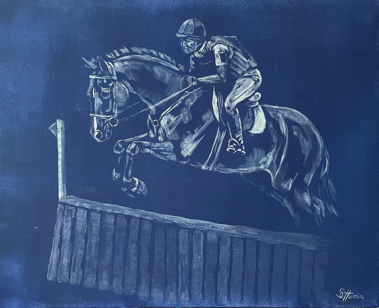 Monochrome commission #eventing #horsesofinstagram #oilpainting #horsesplanet #artist #monochrome #highlights #lights #interiordesign #design #rider #jockey #sophiehardenart