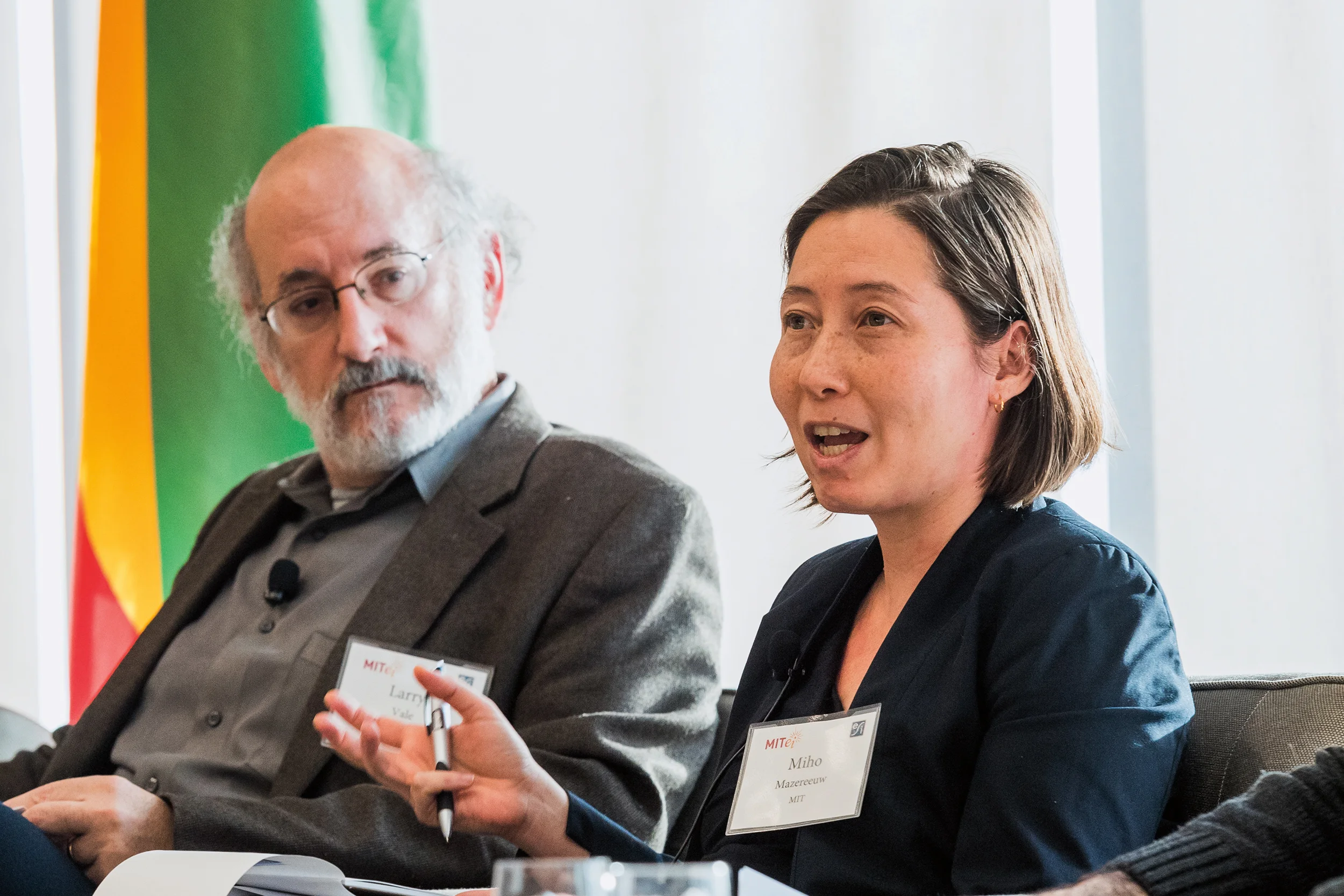 RCHI director Lawrence Vale (left) and MIT Urban Risk Lab director Miho Mazereeuw (right) are both professors in the School of Architecture and Planning at MIT, and are applying their expertise in resilient housing and disaster response to the current situation in the Caribbean. (Photo Credit: Justin Knight)