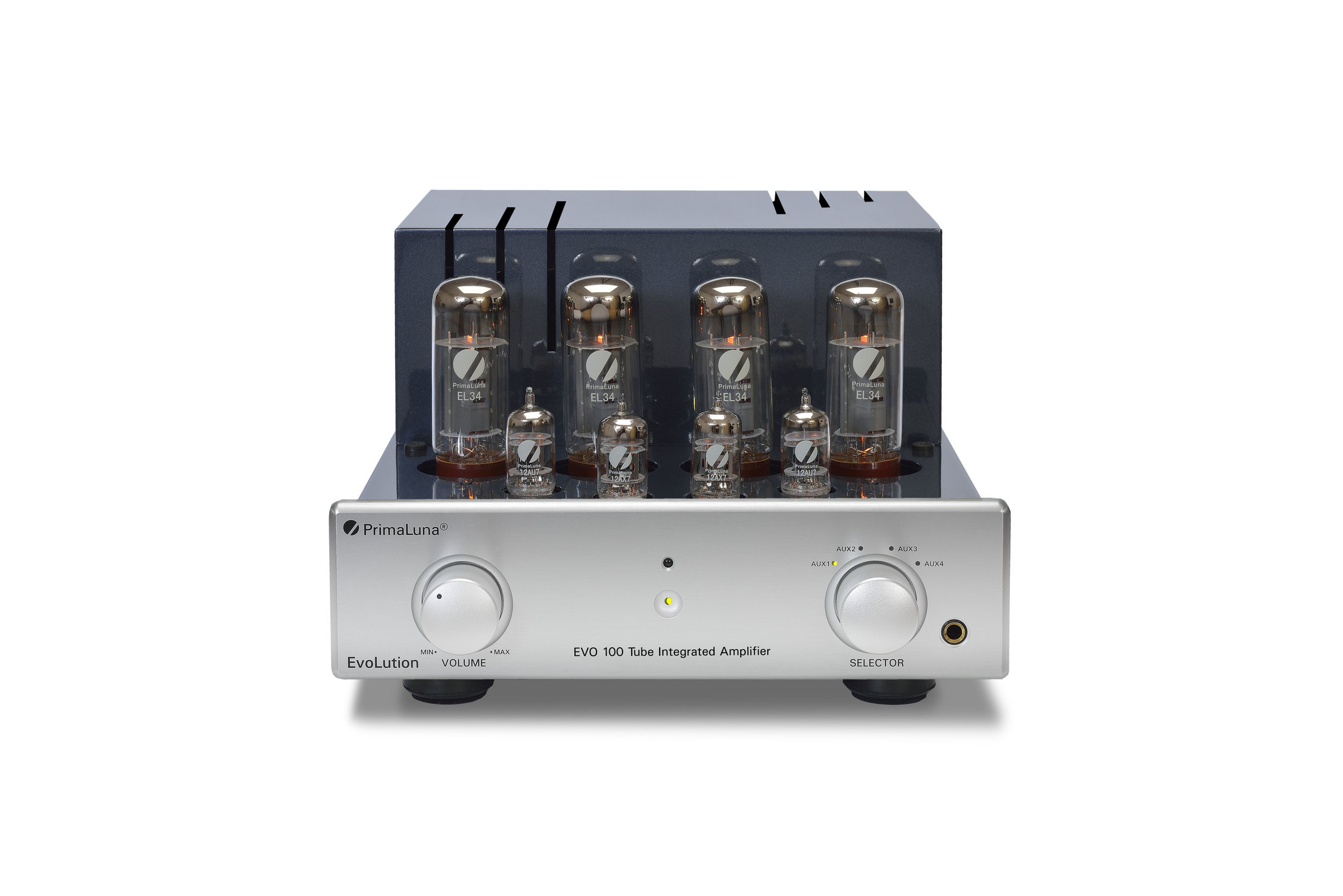 171b - PrimaLuna EVO 100 Tube Integrated Amplifier - silver - front - without cage - white background.jpg