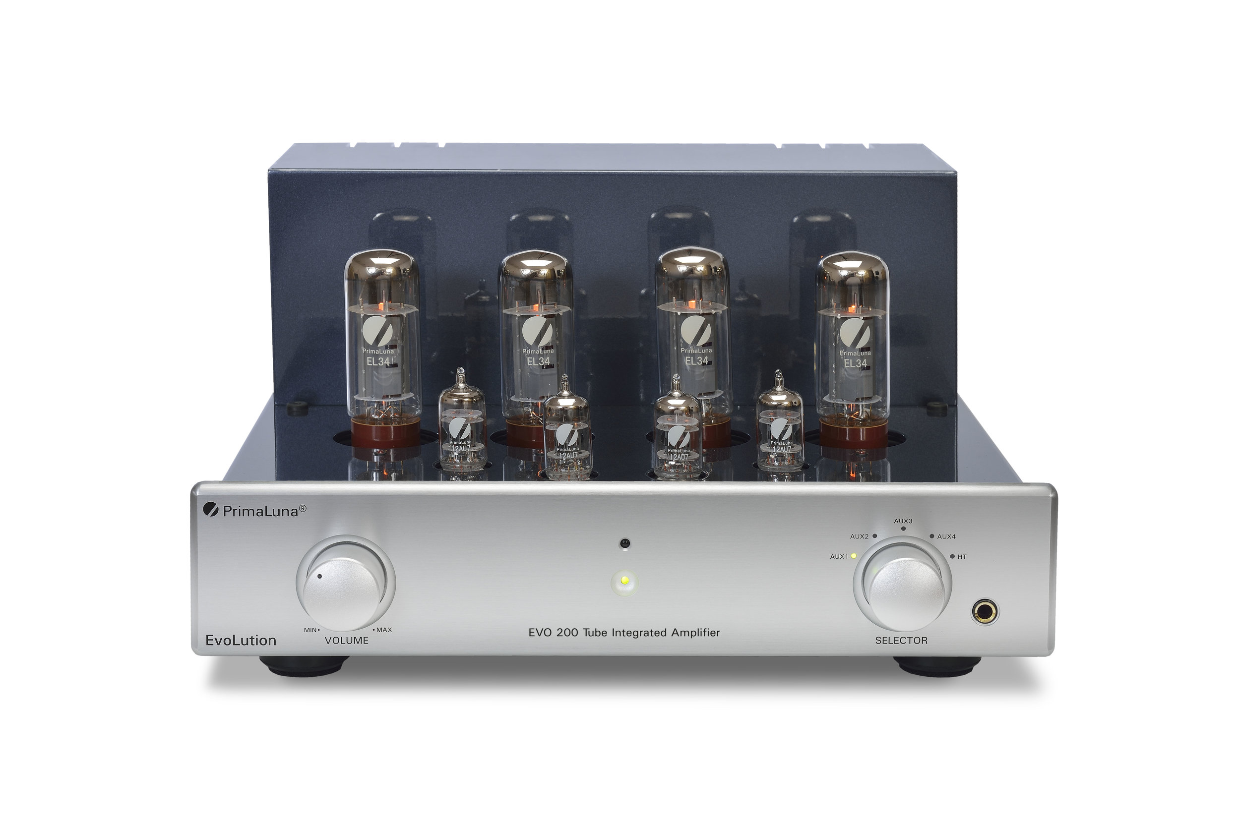 102b - PrimaLuna Evo 200 Tube Integrated Amplifier - silver - front - wthout cage - white background.jpg
