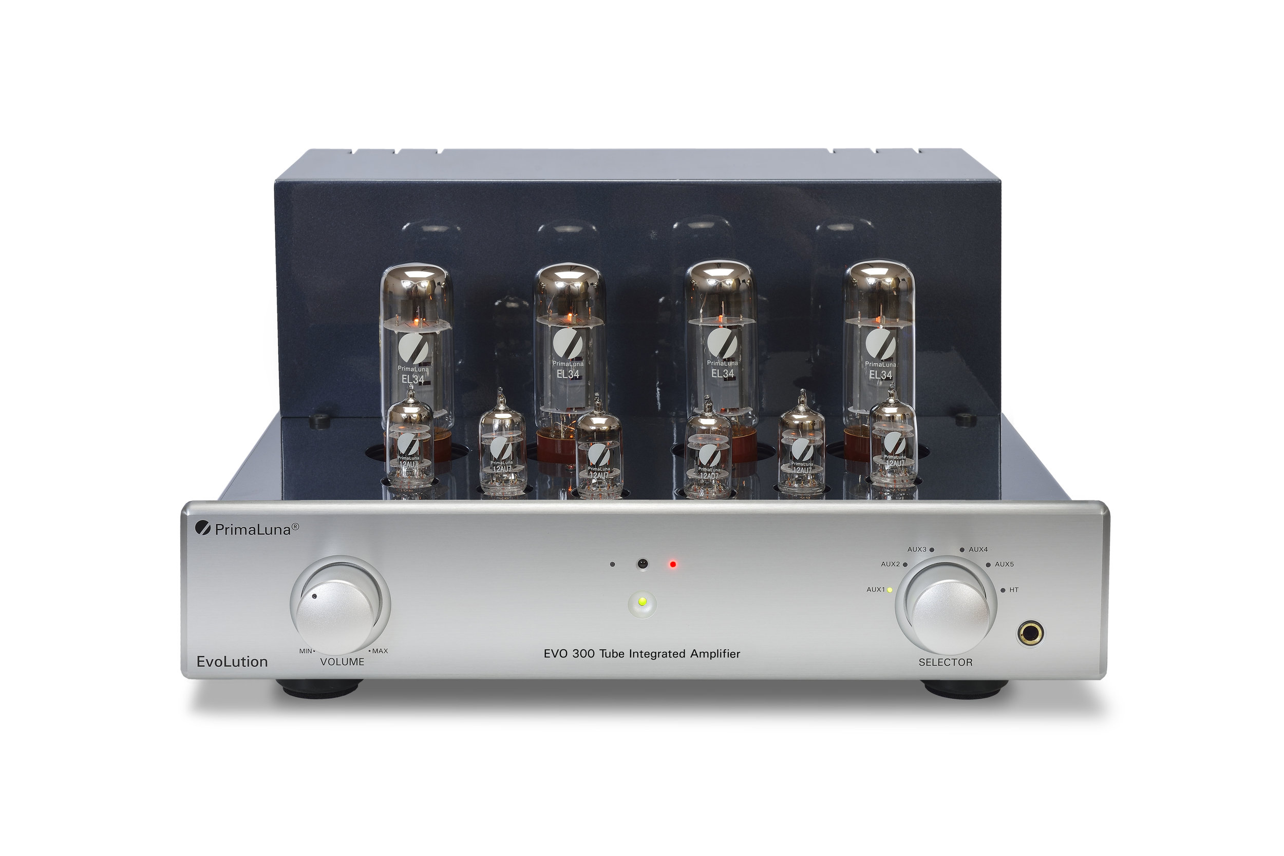 043b - PrimaLuna Evo 300 Tube Integrated Amplifier - silver - front - wthout cage - white background - kopie.jpg