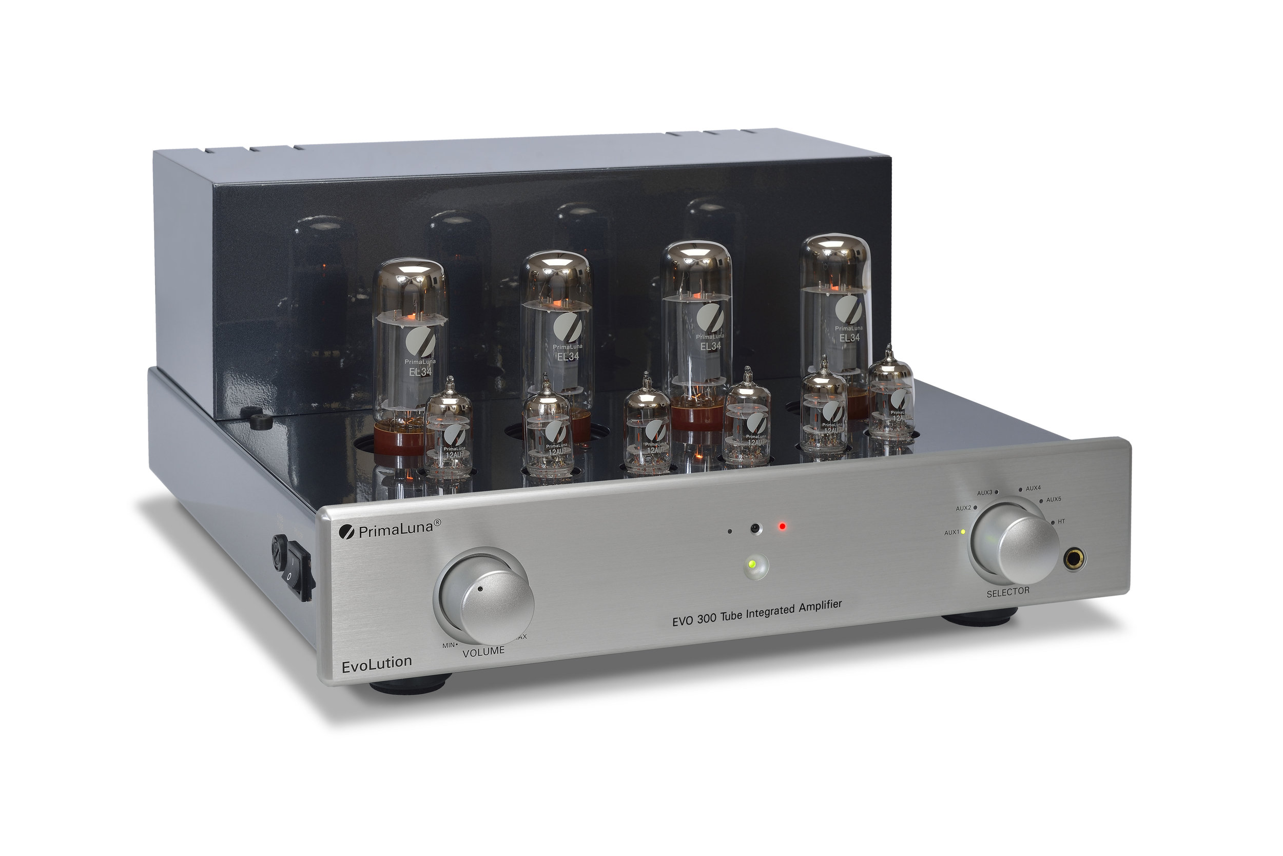 045b - PrimaLuna Evo 300 Tube Integrated Amplifier - silver - slanted - without cage - white background - kopie.jpg