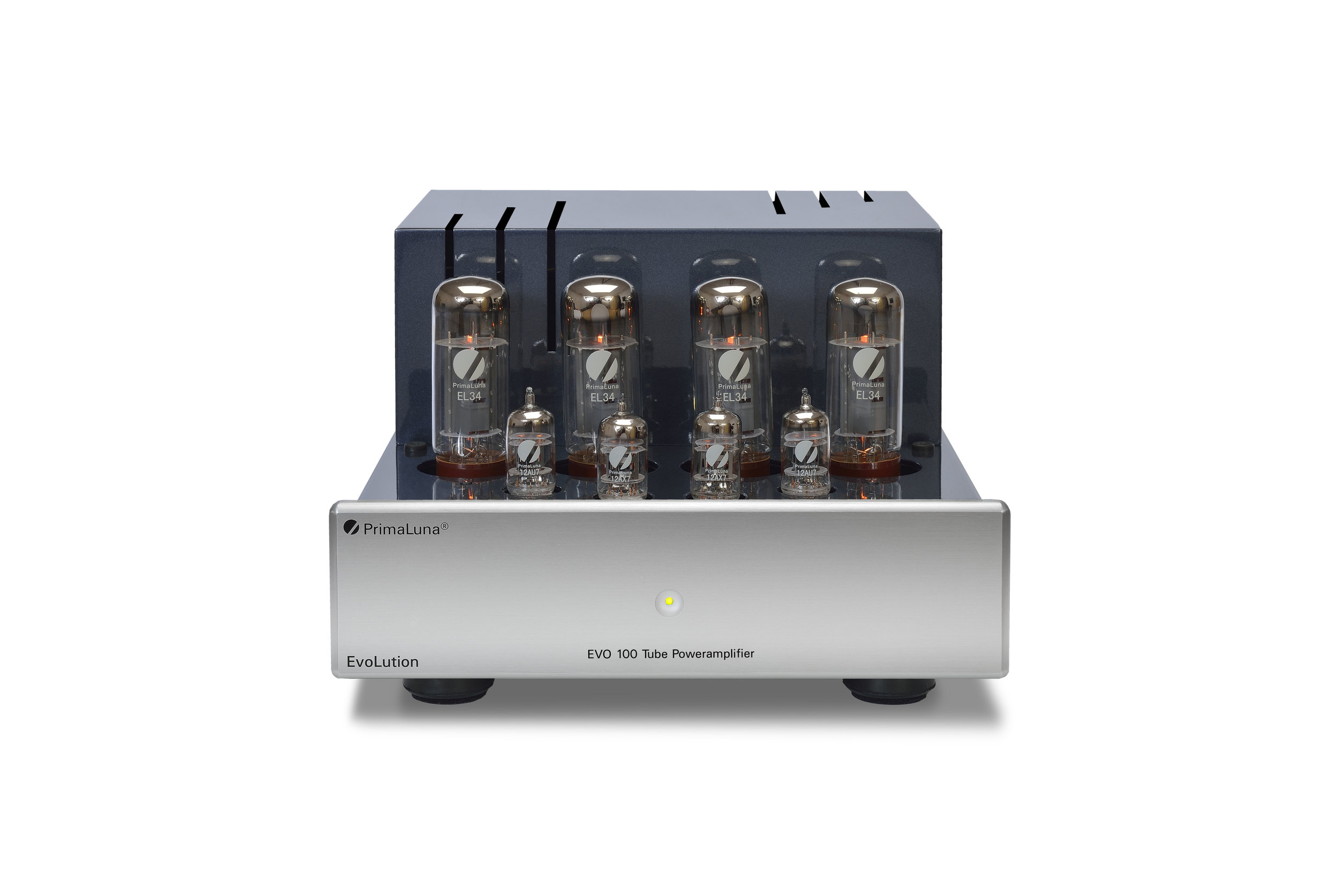 132b - PrimaLuna EVO 100 Tube Poweramplifier - silver - front - without cage - white background.jpg