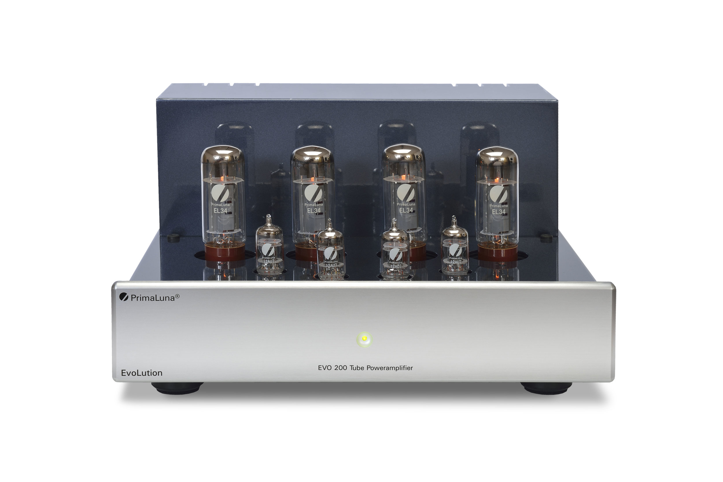 062b - PrimaLuna Evo 200 Tube Poweramplifier - silver - front - without cage - white background.jpg