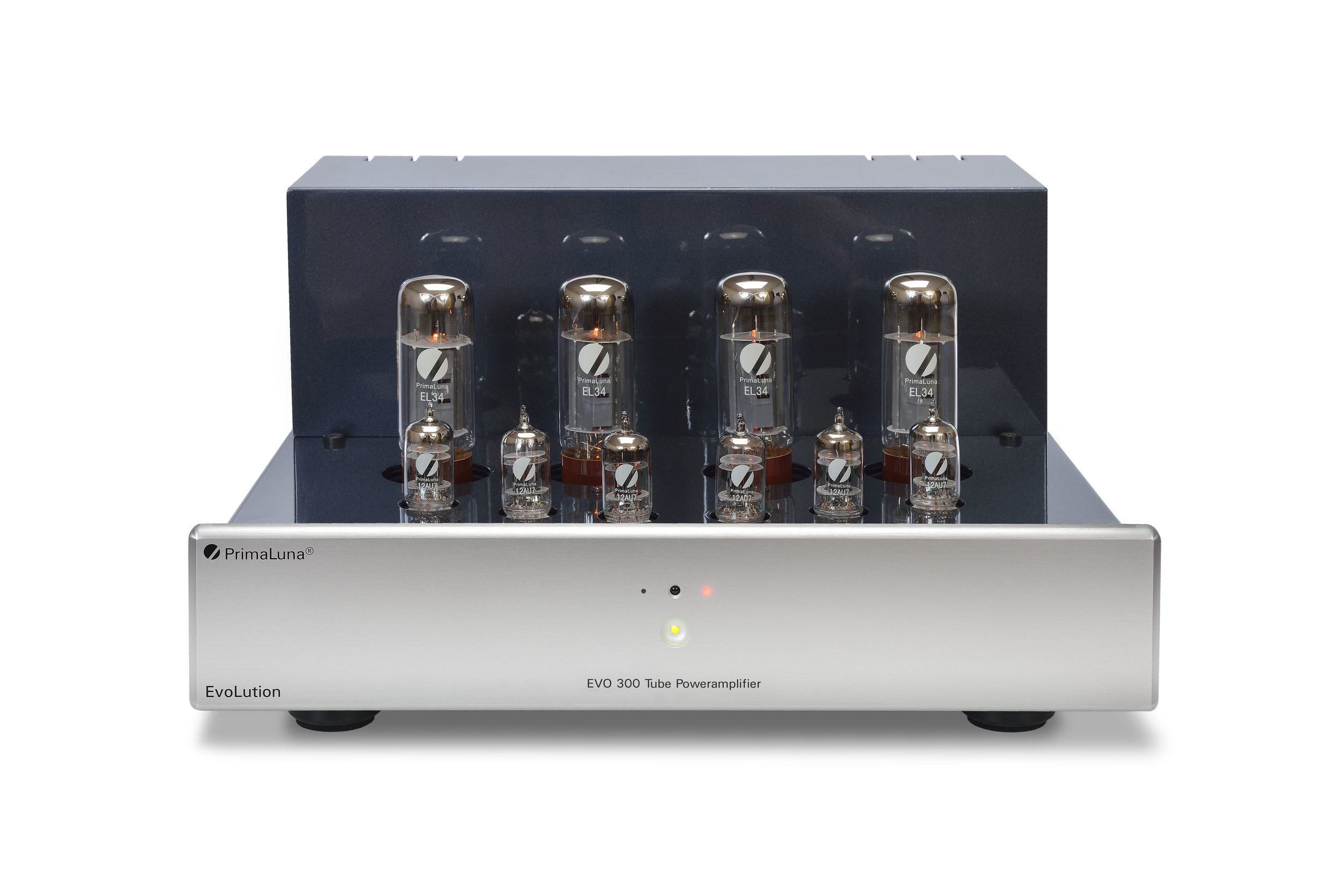 034b - PrimaLuna Evo 300 Tube Poweramplifier - silver - front - without cage - white background.jpg