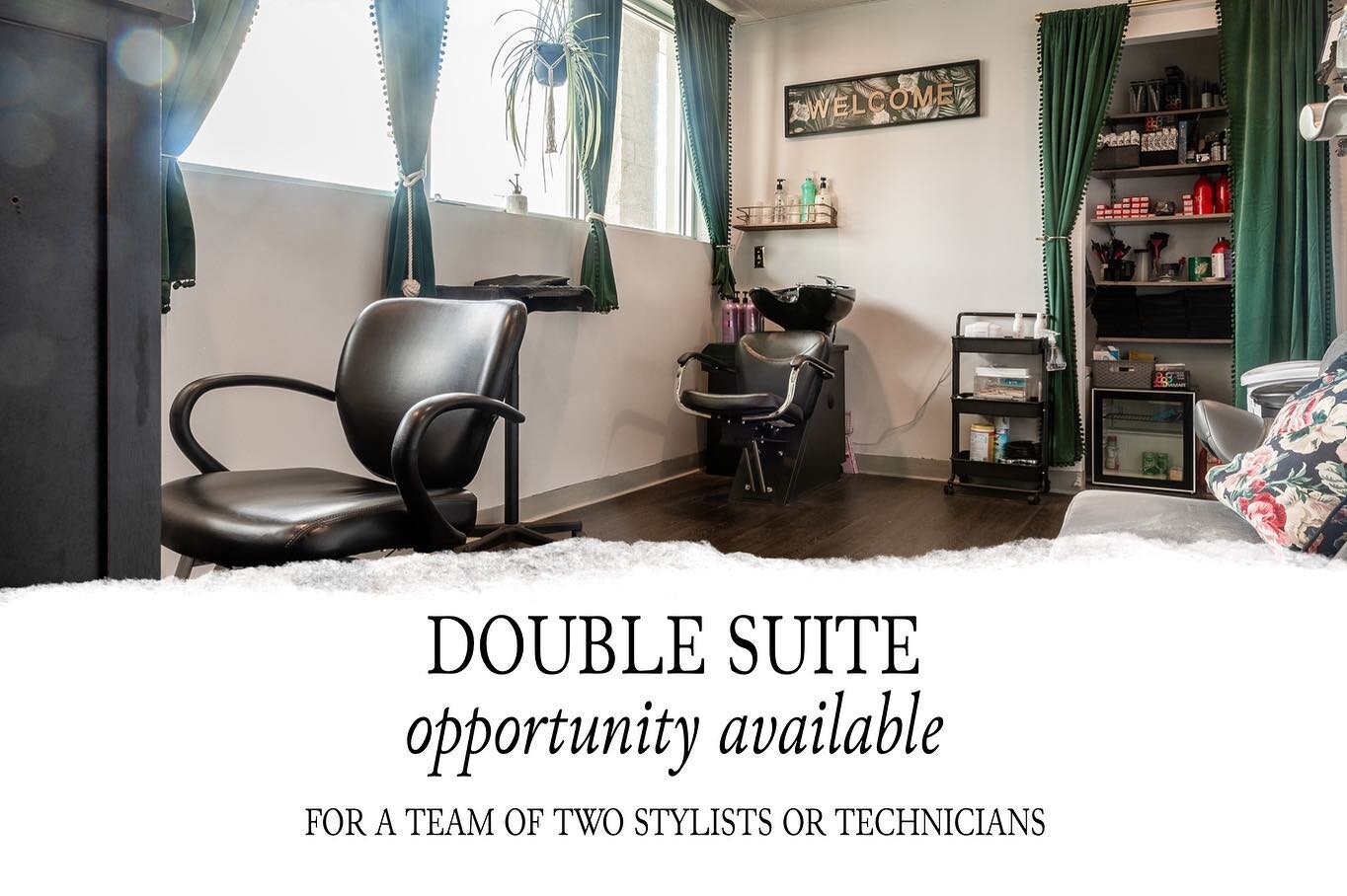 ✨Nervous about opening a salon suite on your own? Don&rsquo;t be! We have a double suite opportunity available for 2 stylists/technicians! This is a premium window suite that has the 
perfect amount of room for two! 

We have a handful of suites that