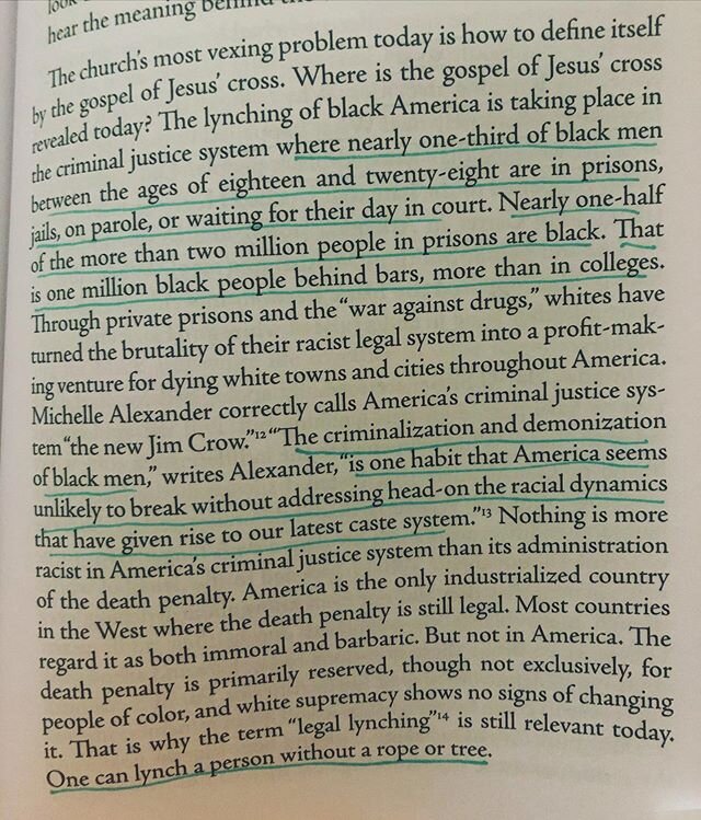 James Cone, &ldquo;The Cross and the Lynching Tree&rdquo;

That last line... I heard a clergy colleague say just after George Floyd&rsquo;s murder: &ldquo;It was a lynching. They just used a knee instead of a noose.&rdquo;