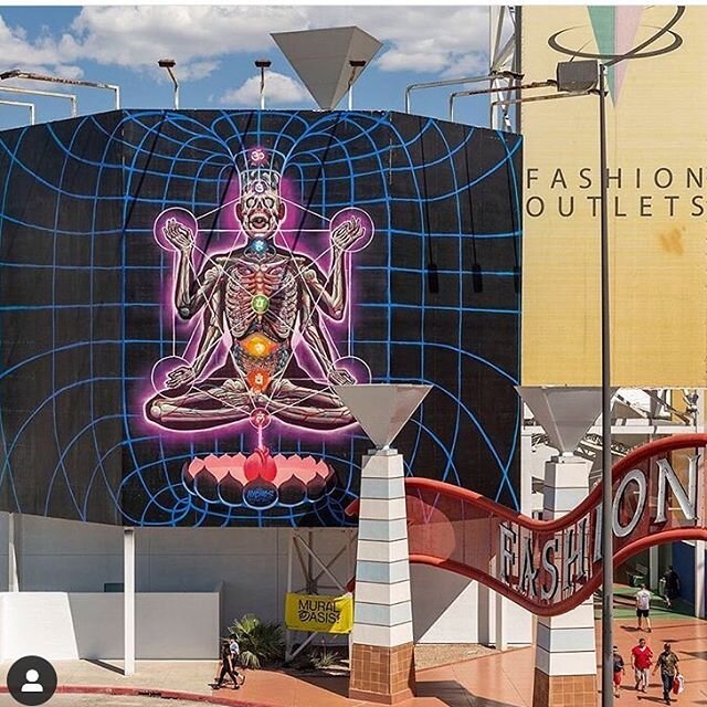 Everybody should check out and follow @muraloasis  The @prizmoutletslv got a huge makeover in the form of over 100 murals painted by amazing artists from all over the world.  We built, stretched, and installed a bunch of giant canvases throughout the