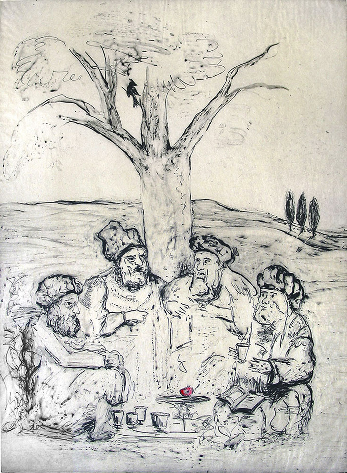 Knowledge - or Men of the Book (after Rembrandt) ; intaglio; 23 x 16"