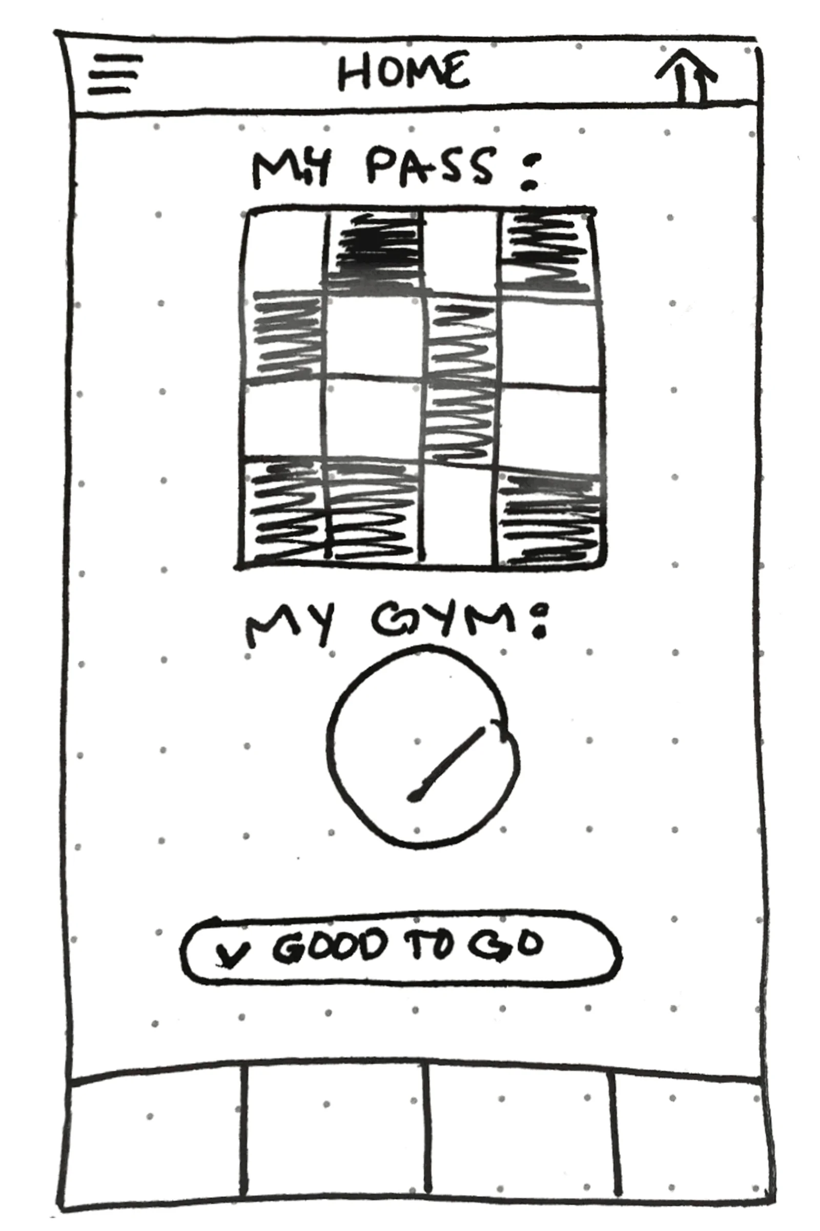 A scannable code on the home screen allows users to efficiently check into the gym without a swipe card.