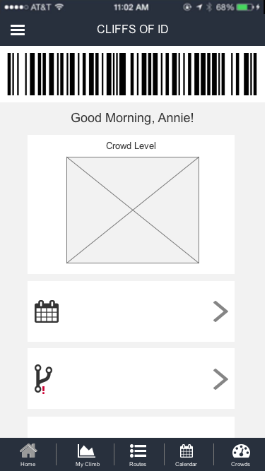 A barcode, rather than a QR code, allowed space for notifications of calendar events and route changes on the home page.