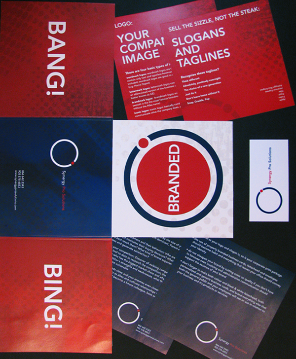 A multi page fold out kit that I created with a comic superhero theme for a small design firm that I was hired on to rebrand their image. I hired a copywriter to work with me on this piece which was used at business trade shows. Also created for the kit were lapel 'branded' buttons. 