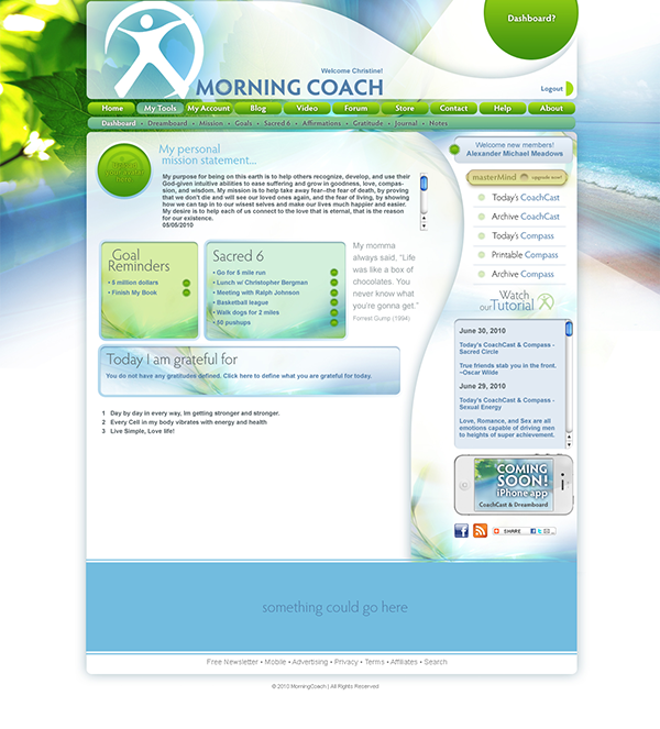 Here is a website concept that I created for Morning Coach, a life coaching service in the USA. 