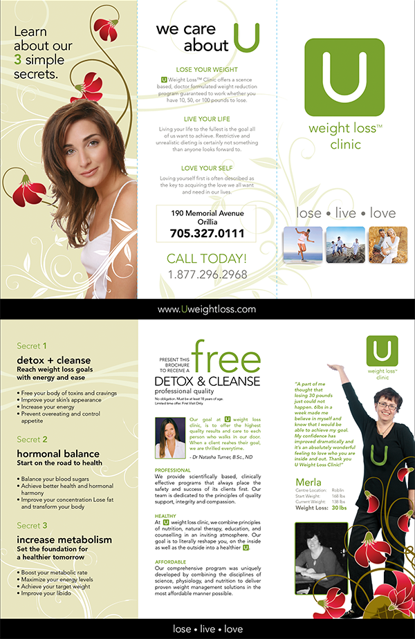 A brochure that I designed for U Weight Loss.