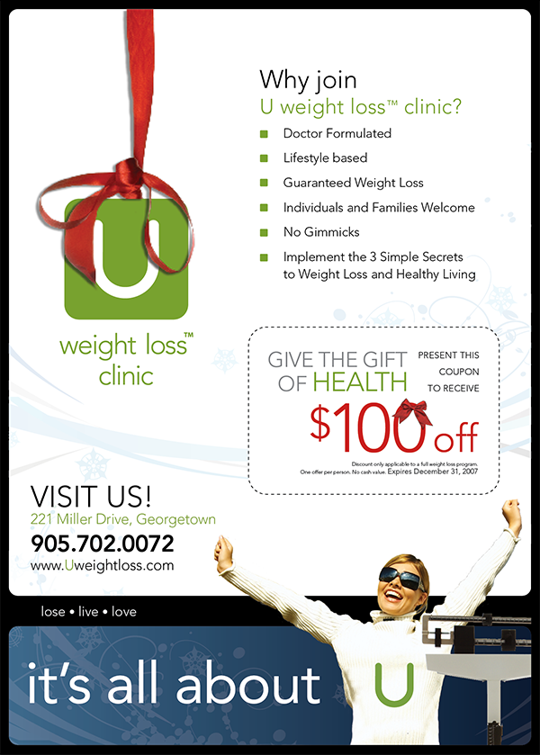 One of many magazine ads that I created for U Weight Loss bi-monthly campaigns. 