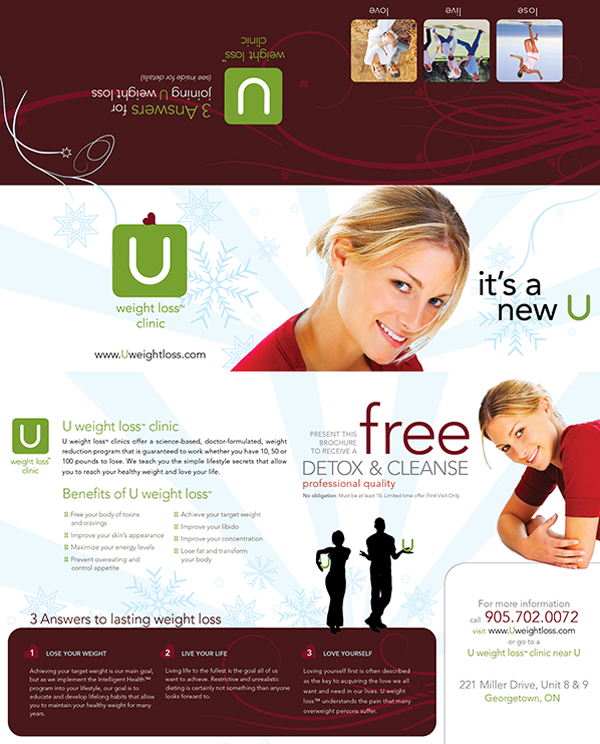 A Valentine campaign direct mailer that I designed for U Weight Loss.