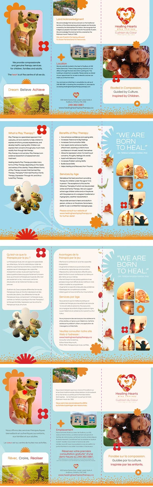  I designed English and French versions of the brochure for Healing Hearts Play Therapy.   