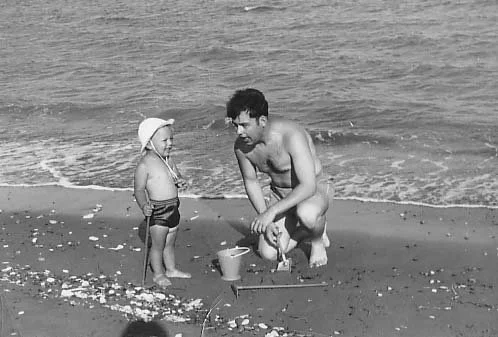 My father (right) and his good-looking legs
