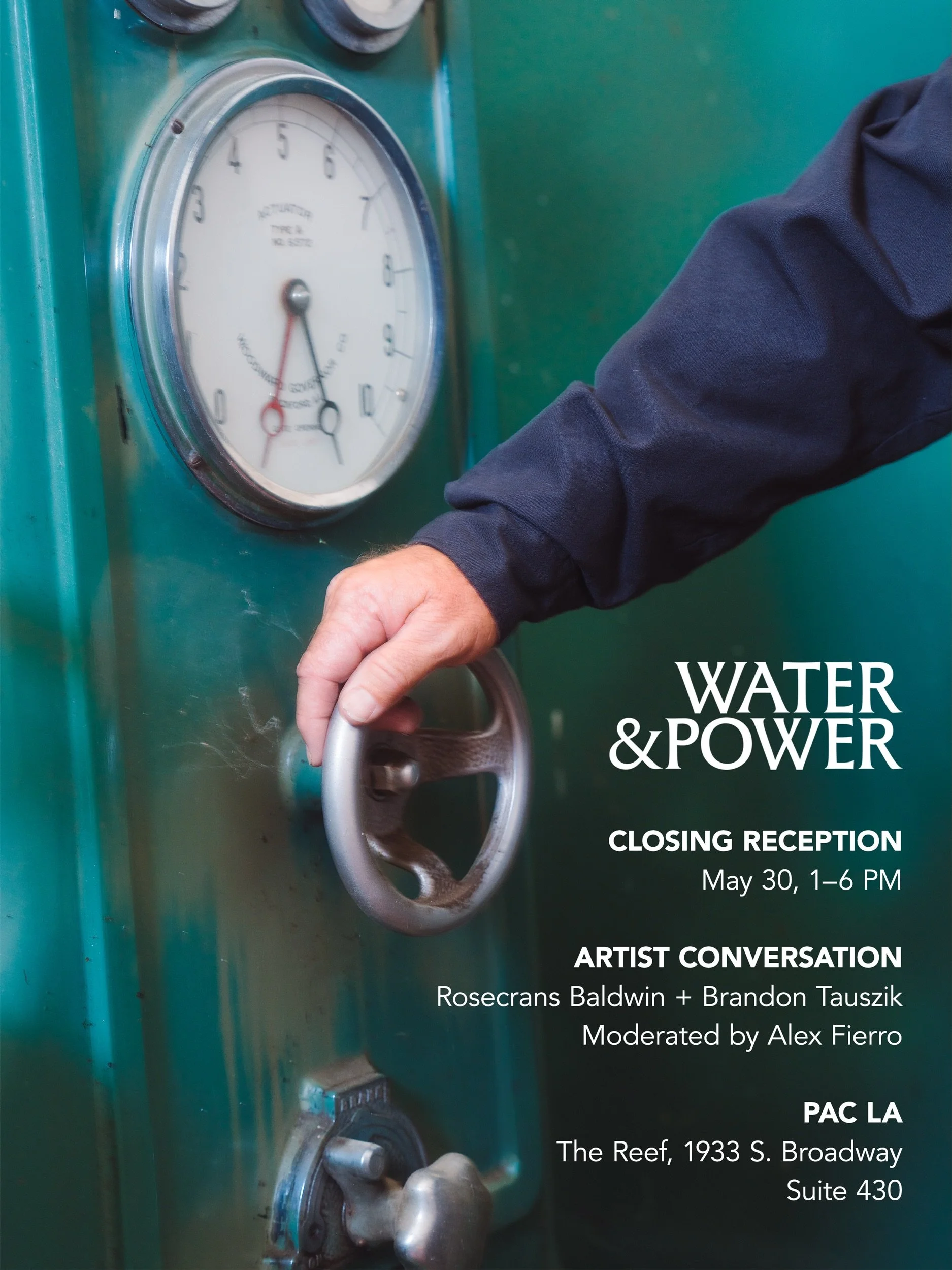 Join us for the closing of Wᴀᴛᴇʀ &amp; Pᴏᴡᴇʀ on May 30. @be_dizzle will be in conversation with @rosecransbaldwin , moderated by @alexfierro , followed by a closing reception at PAC LA.

Photographer Brandon Tauszik&rsquo;s Wᴀᴛᴇʀ &amp; Pᴏᴡᴇʀ traces t