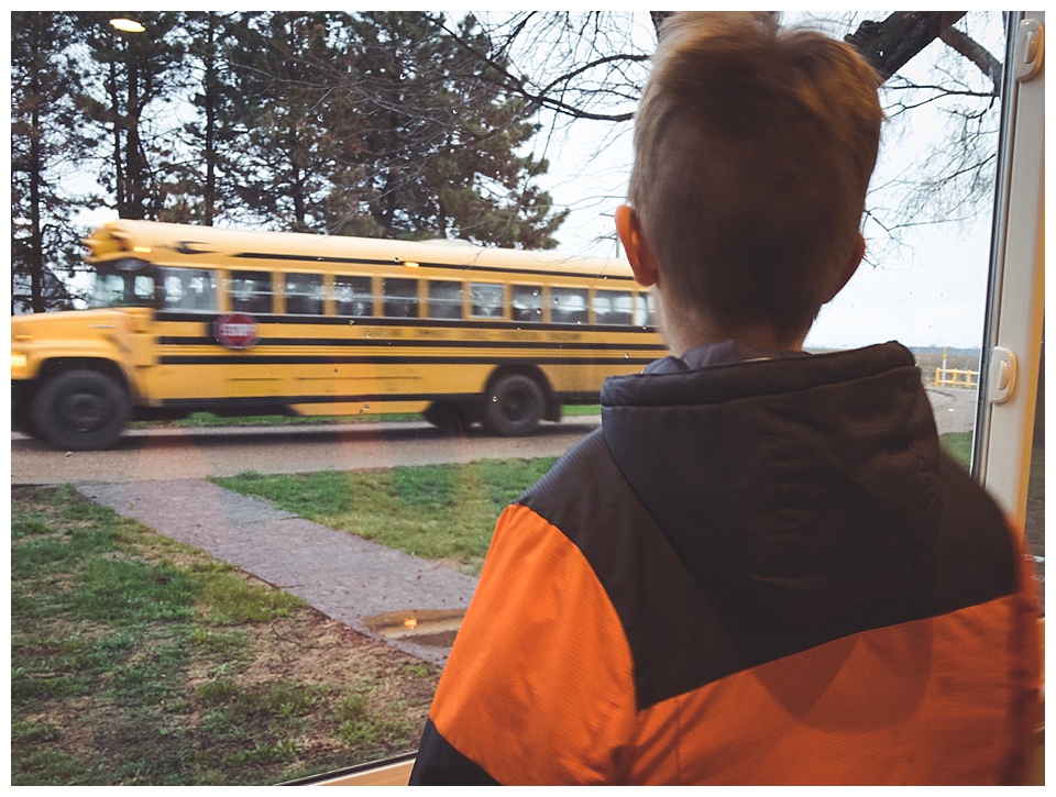7:55 am // The bus finally came 20 minutes late (so we had plenty of time to get shoes on) and the kids were getting really restless. Turns out that the bus had broke down so they had to get a new one.