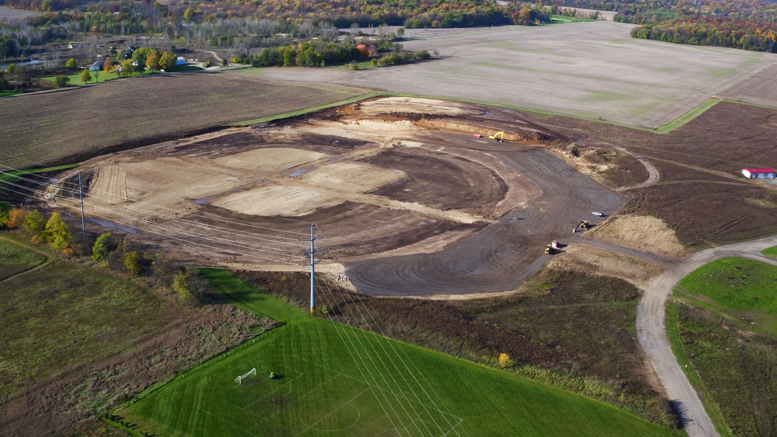 Excavation begins on the Complex's first "wagon wheel" of baseball & softball fields, November 2017.
