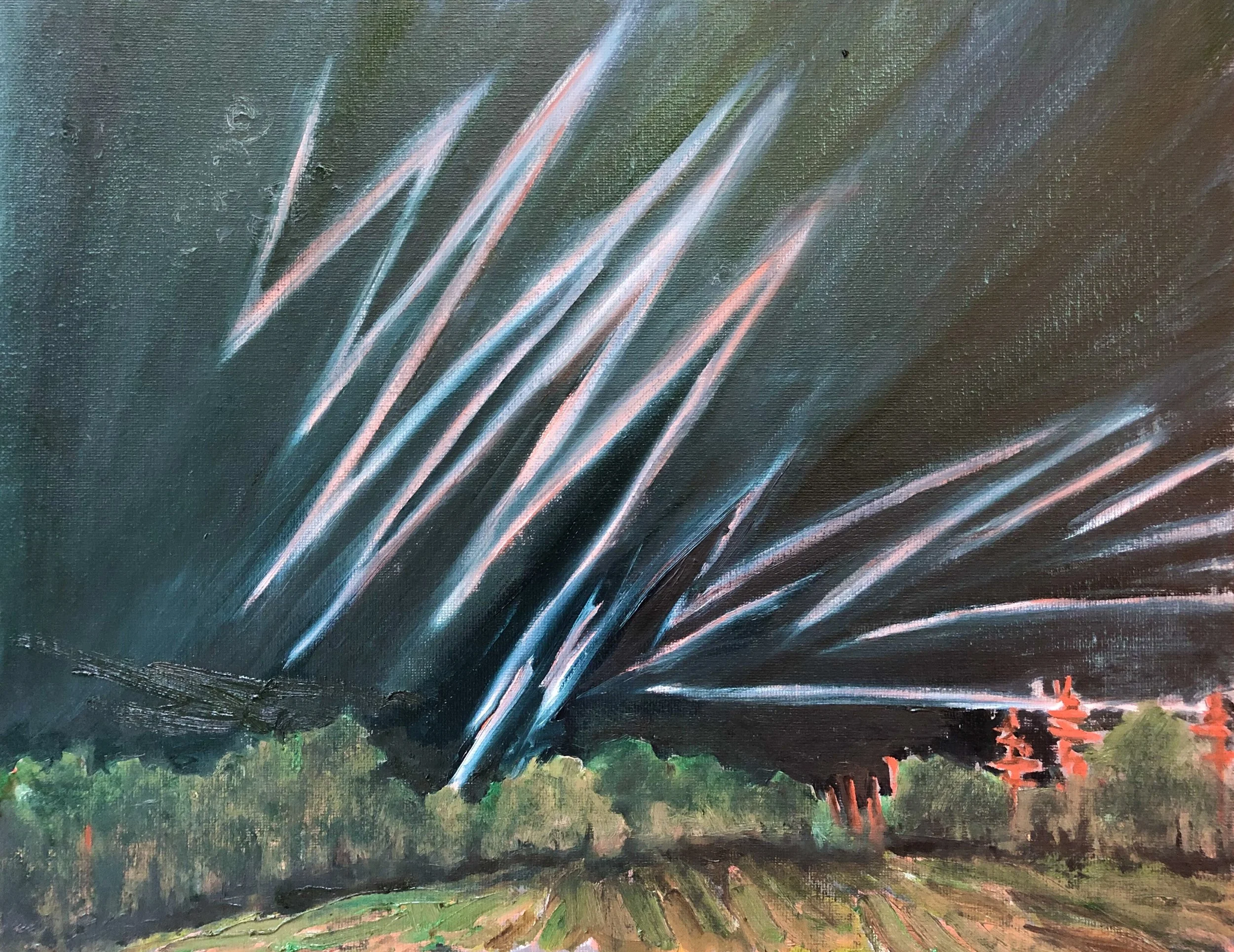 "Mystical Lightning," Oil on Canvas Board, 11" x 14"