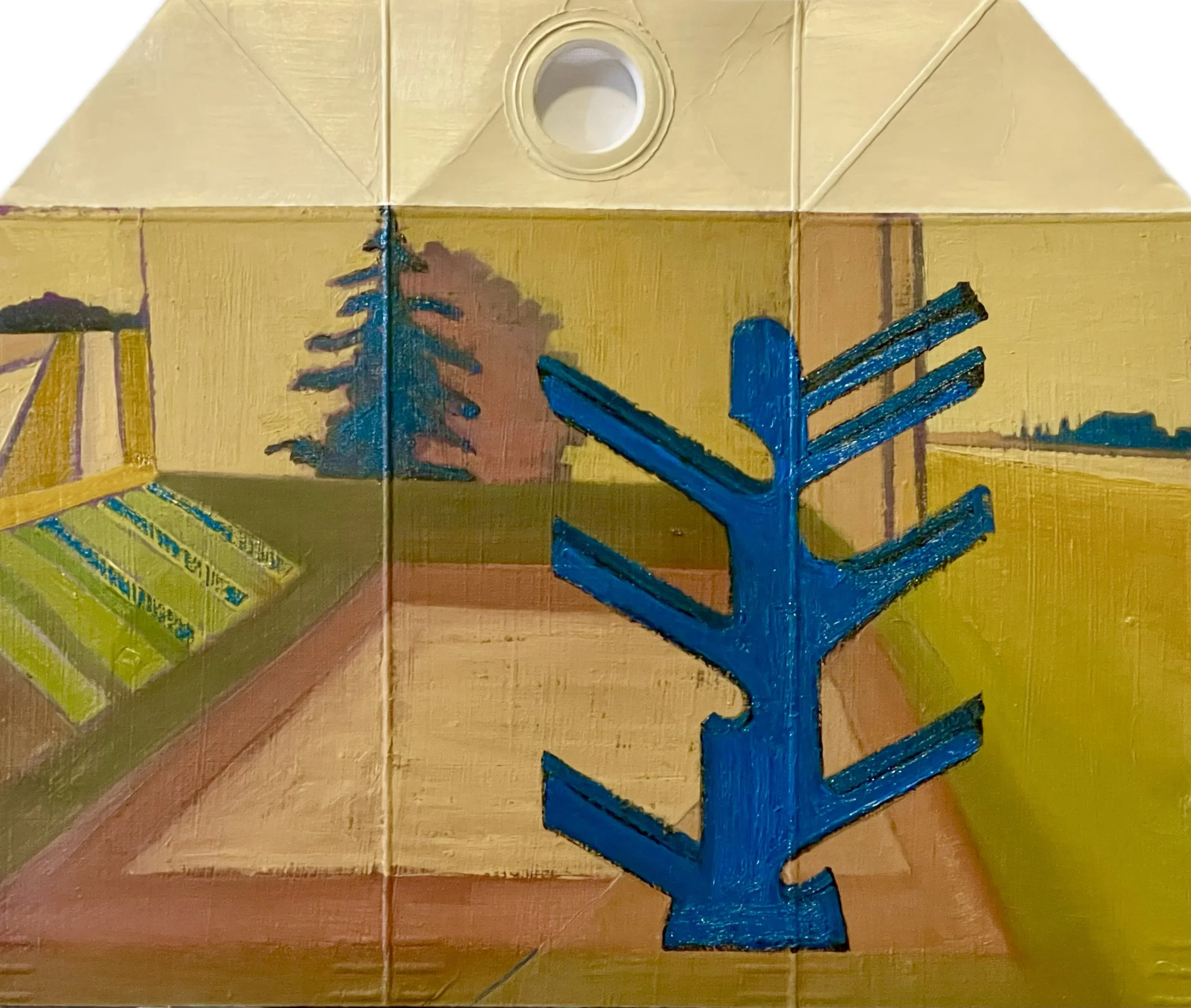 The Milk Carton Cosmology
Oil on Milk Carton  
9 ½  x 11 inches, 2026