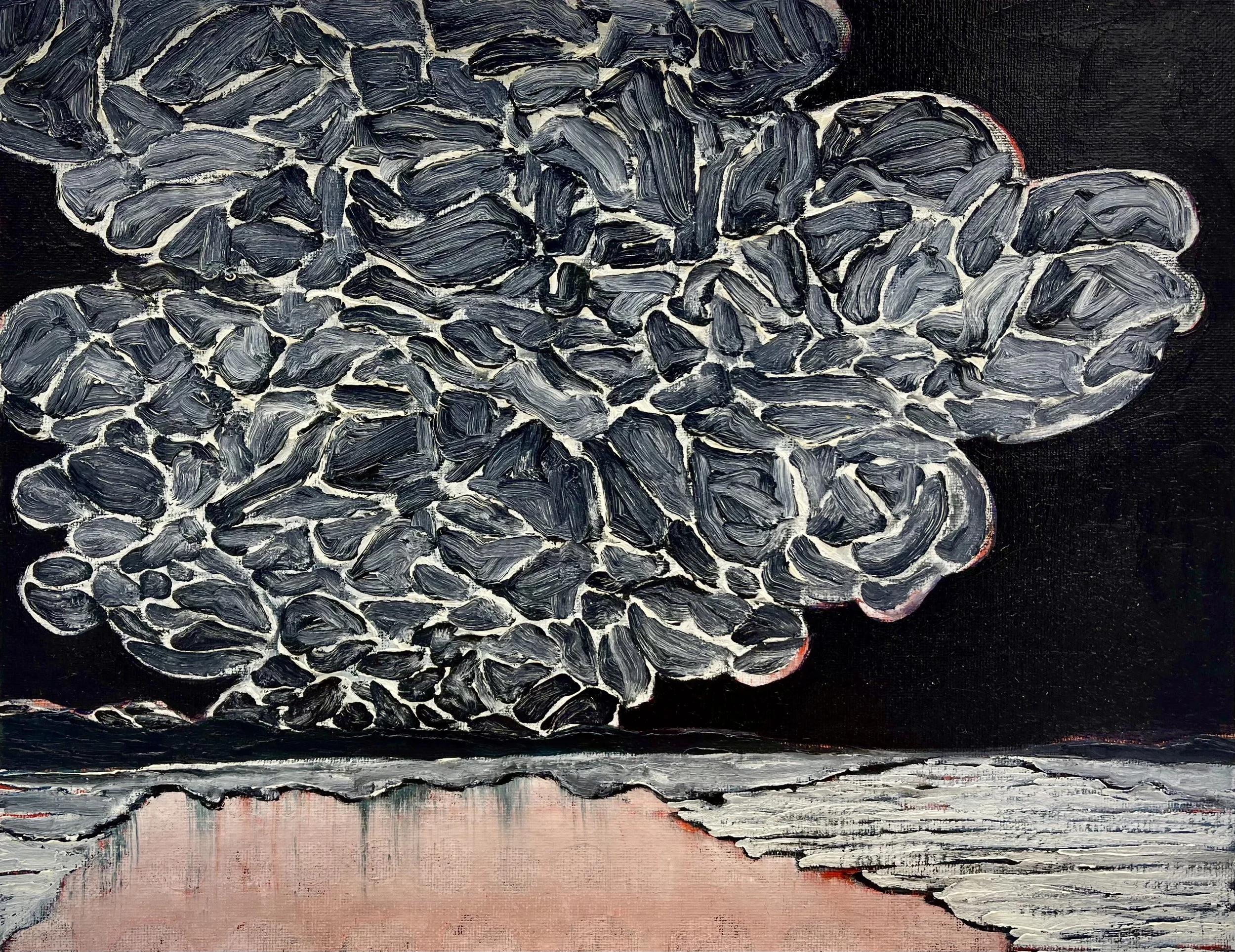 "I Feel Fine (Covid Cloud)," Oil on Canvas Board, 11" x 14"