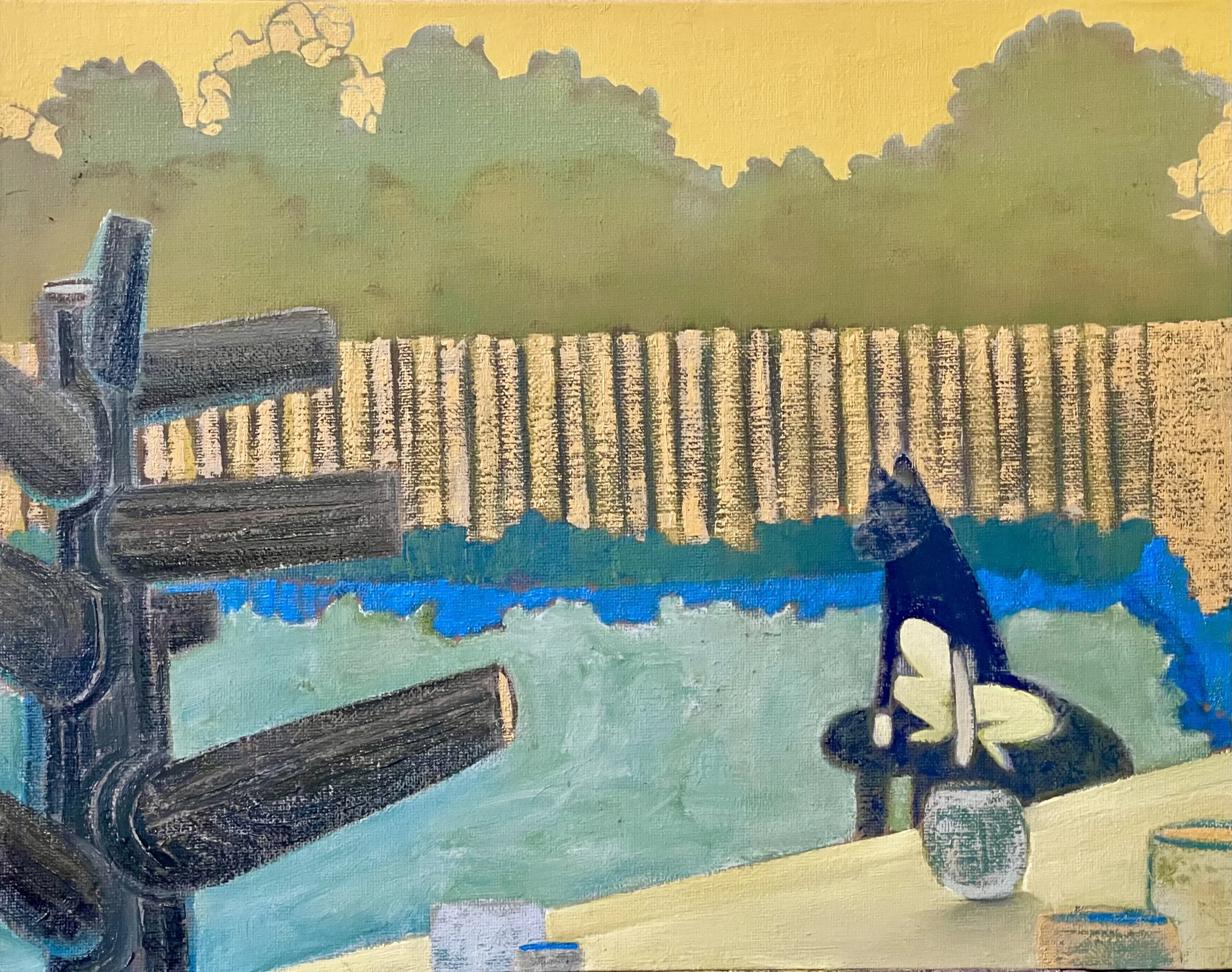 Between the Fence and the Trees 
Oil on Canvas Board
11 x 14 inches