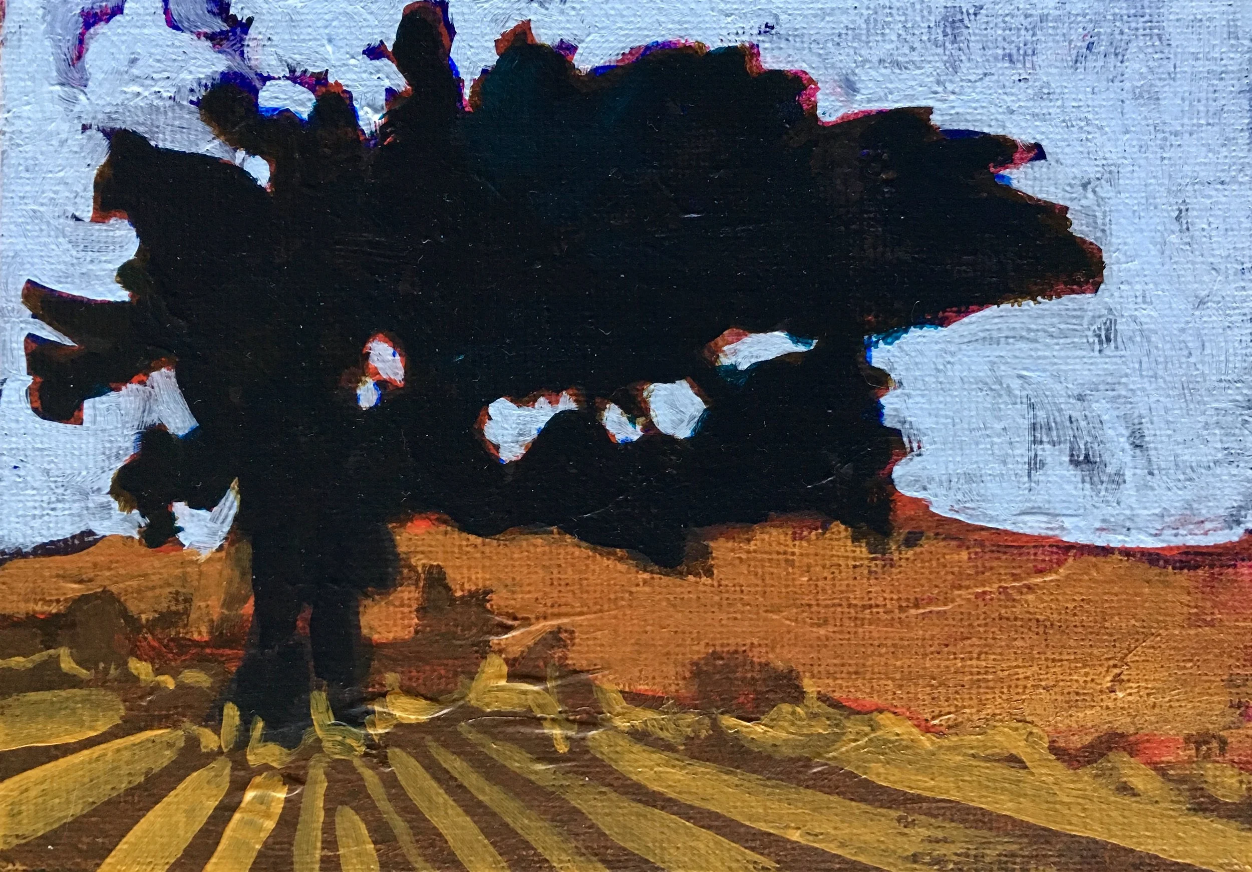"Tree," Acrylic on Canvas Board, 5" x 7"