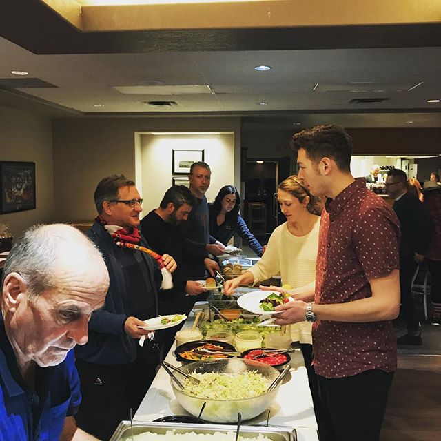 Dinner is served after three hours of Curling! These curlers are in for a very delicious treat, all thanks to the folks at Ellerslie Curling Club!