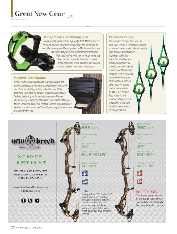 Bowhunt America Magazine's June 2016 issue showcases Precision Peeps in their Great New Gear section.