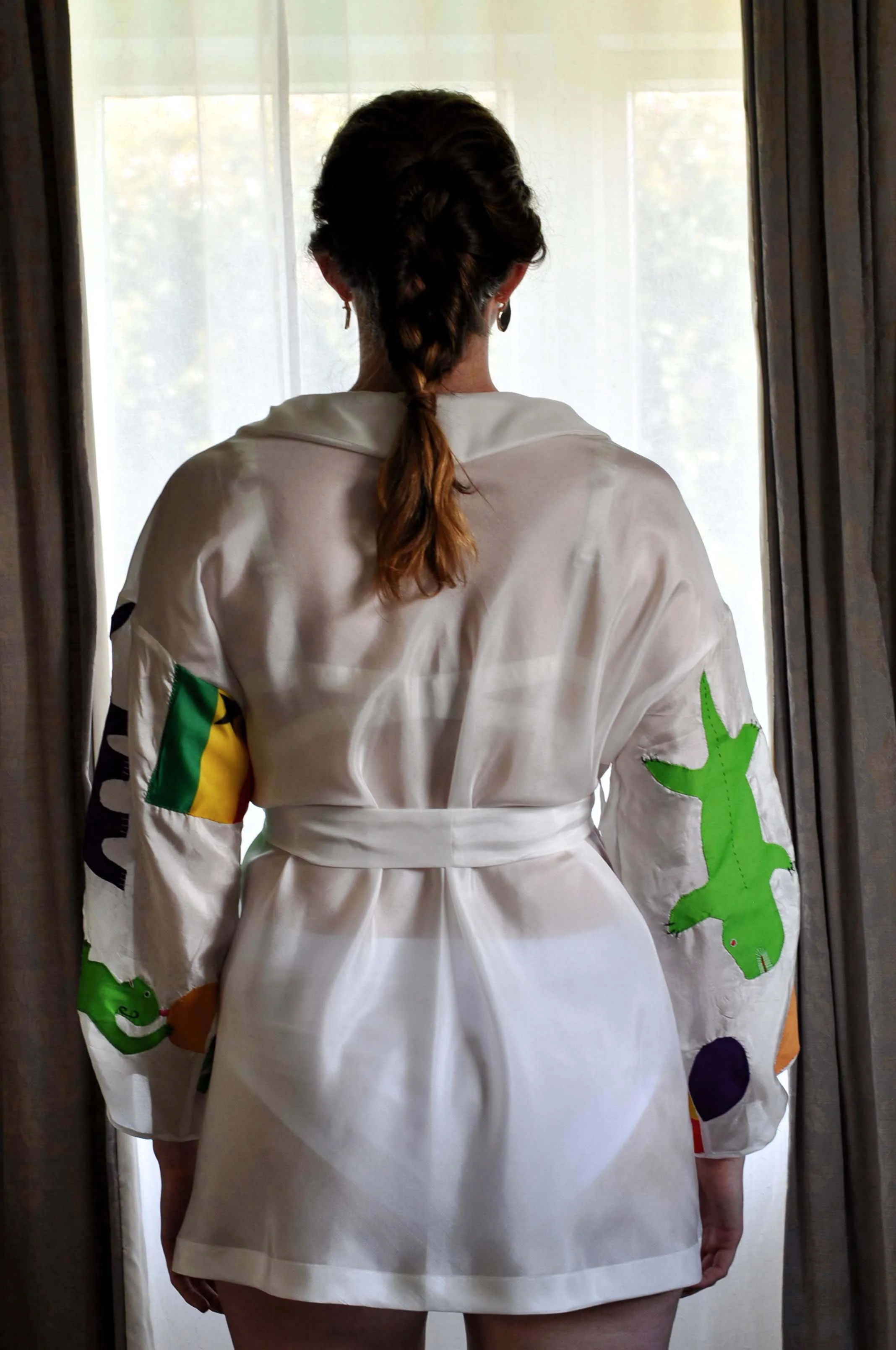 Silk Kimono with Appliqué