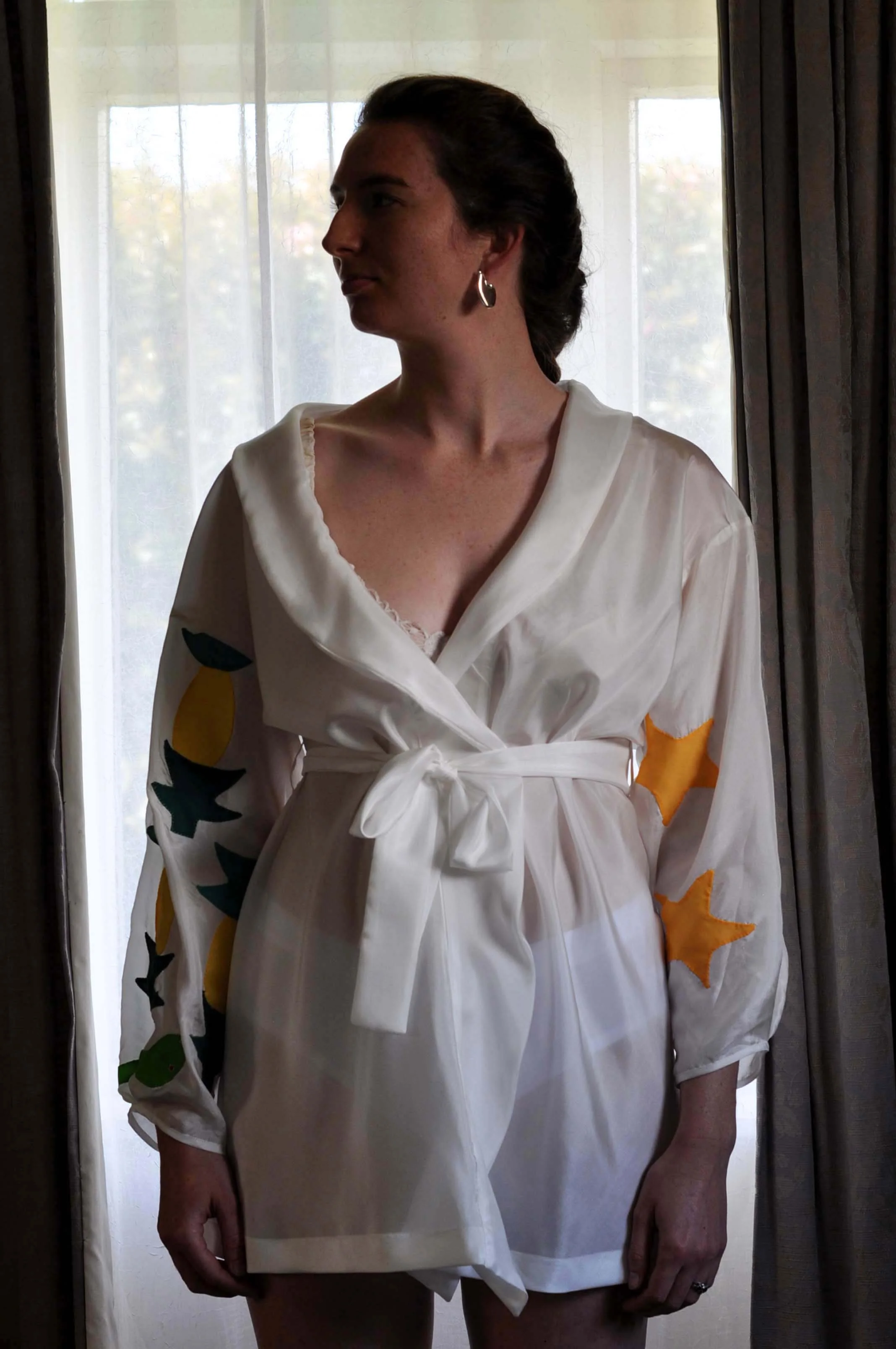 Silk Kimono with Appliqué