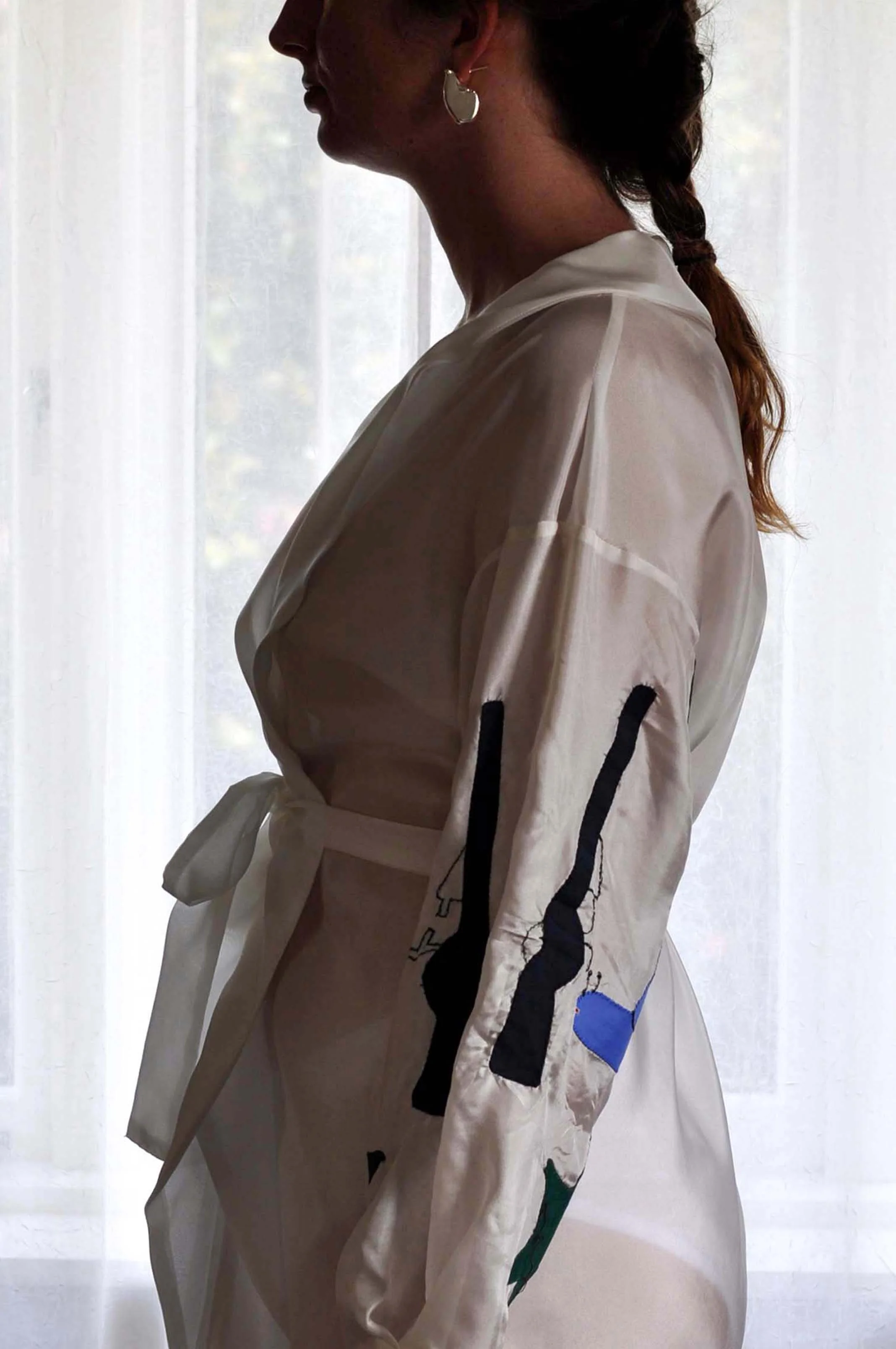 Silk Kimono with Appliqué