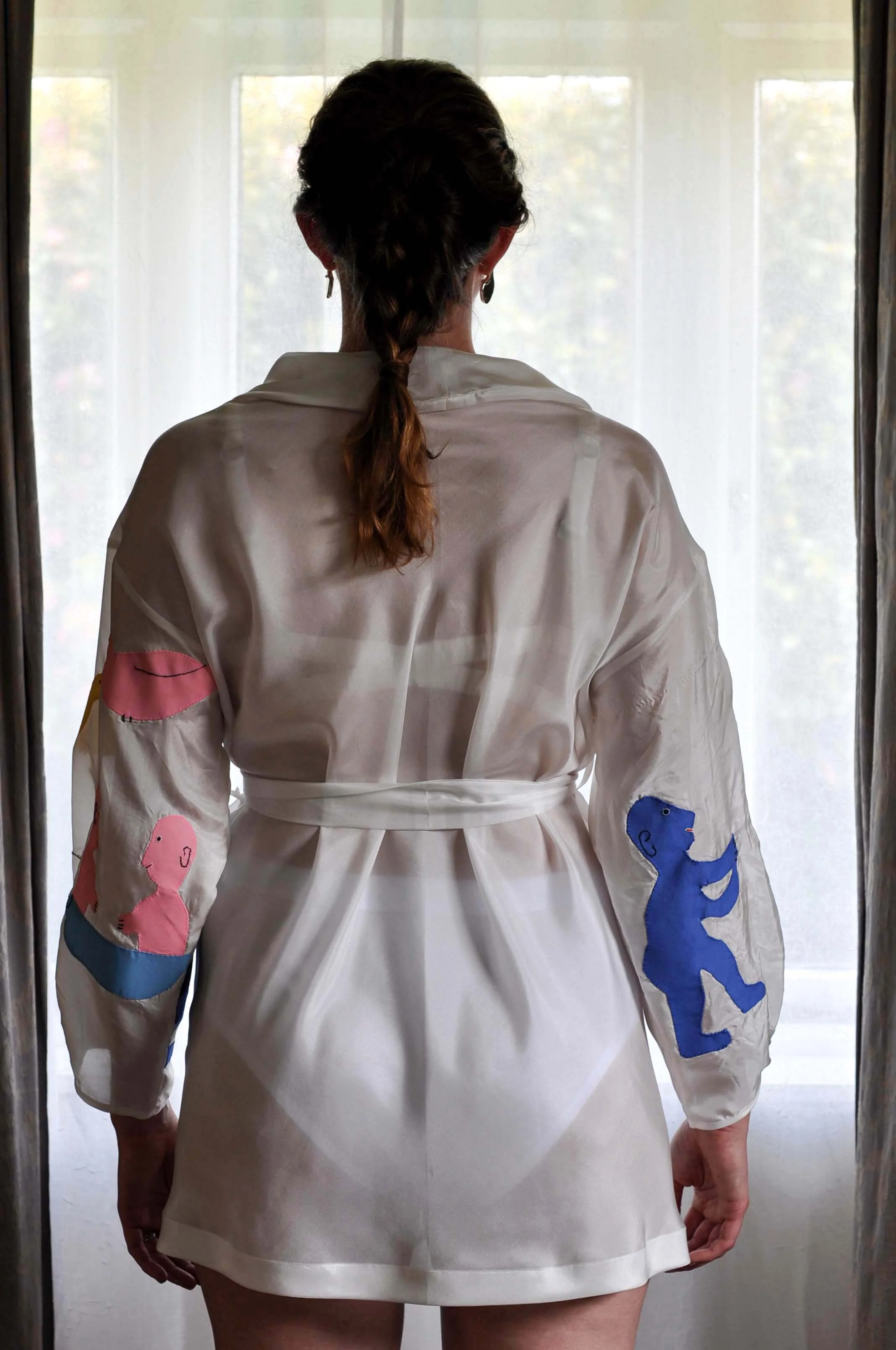 Silk Kimono with Appliqué