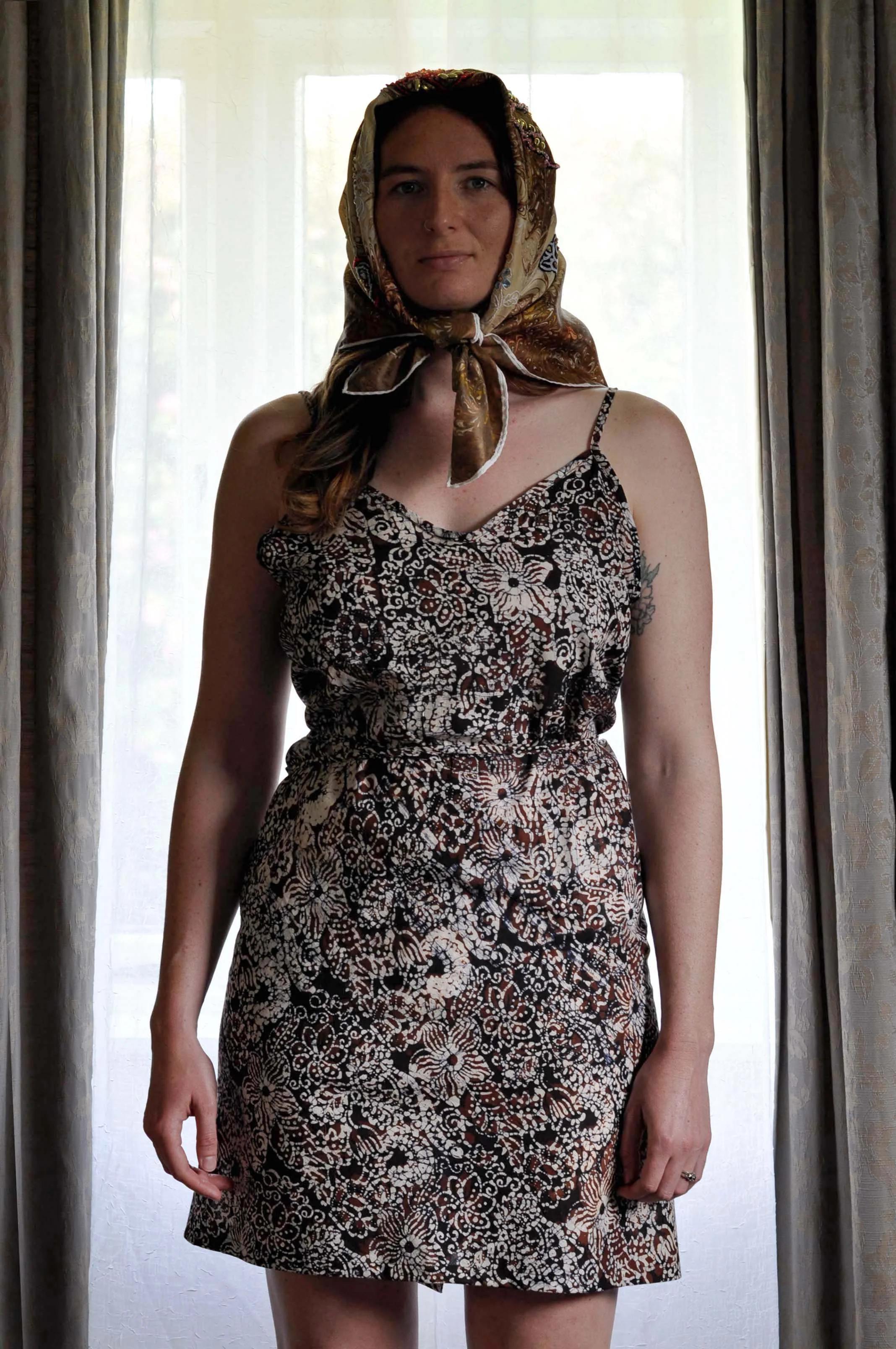 Vintage Batik Fabric Wrap Slip Dress