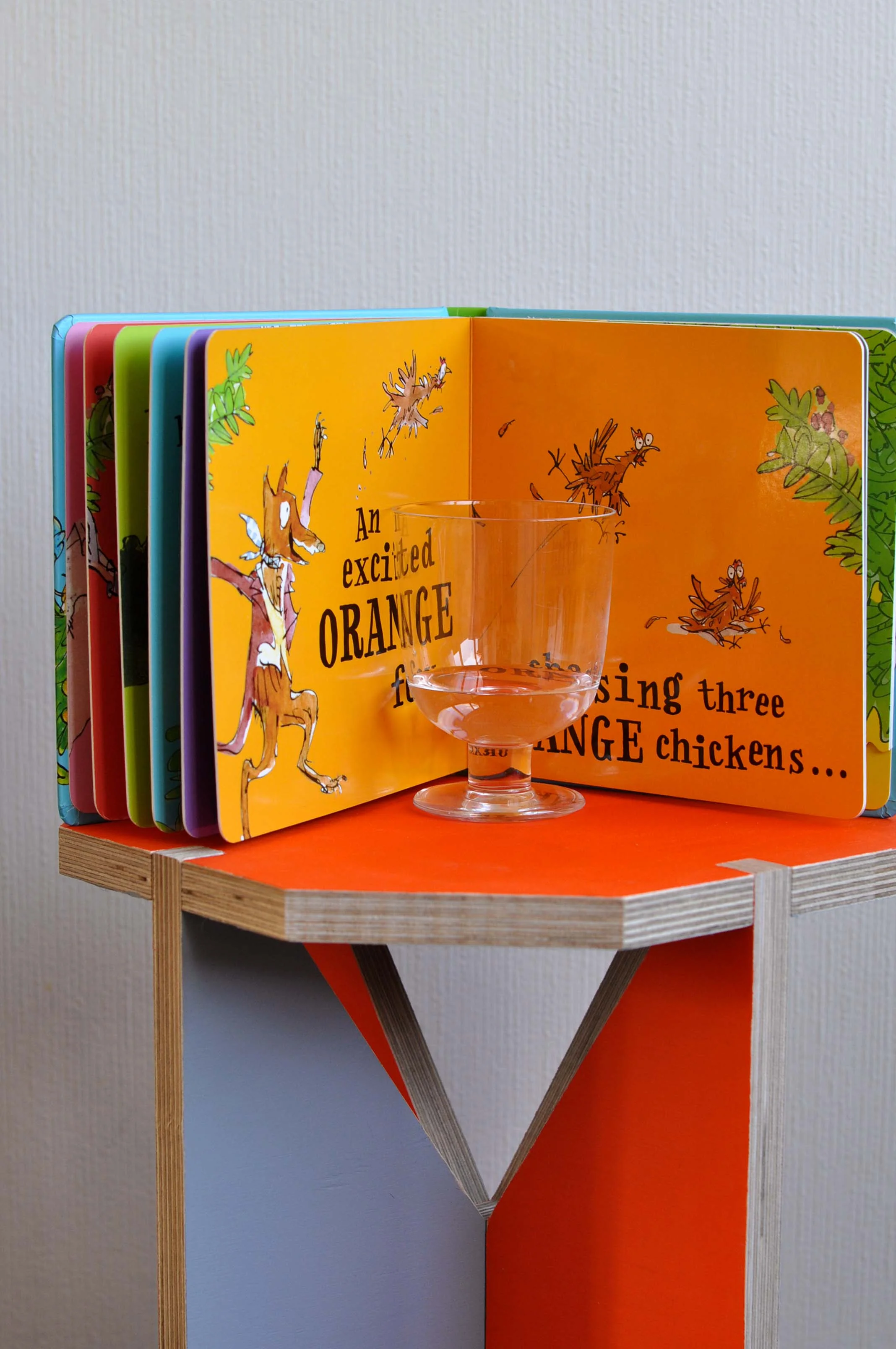 Painted birch stool or side table