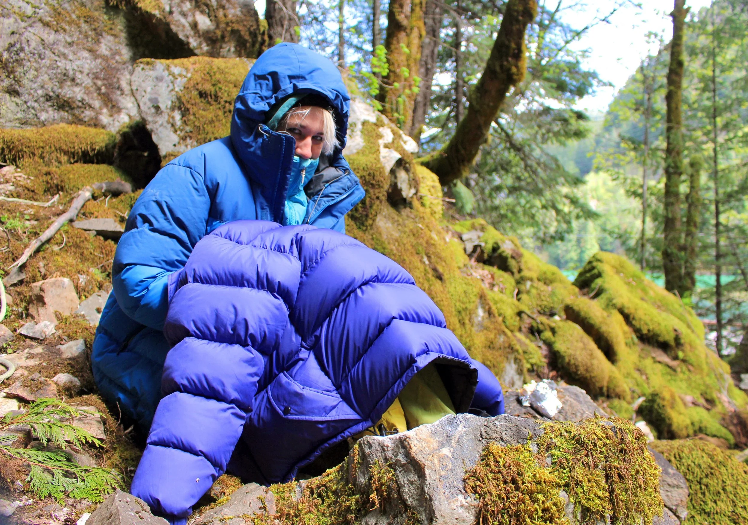 Super cold with three Down Jackets.