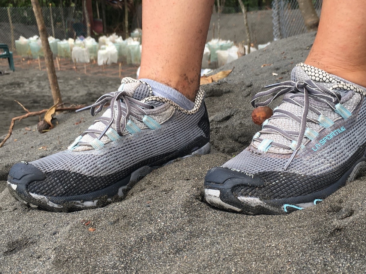 Doing hatchery work in my La Sportiva Wildcats. Hatchery in the background.