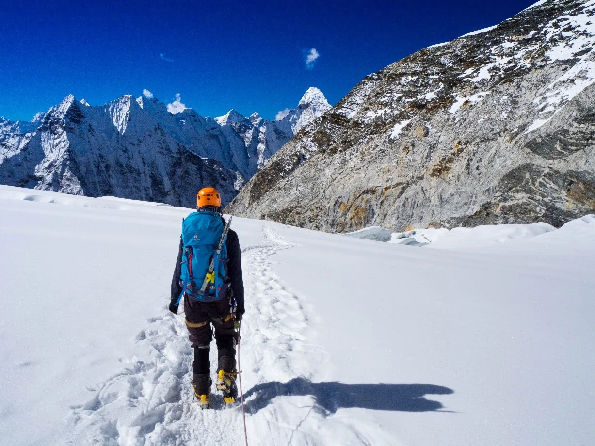 Phurba Sherpa on descending Imja Tse. (Photo credit: Ida Vincent)
