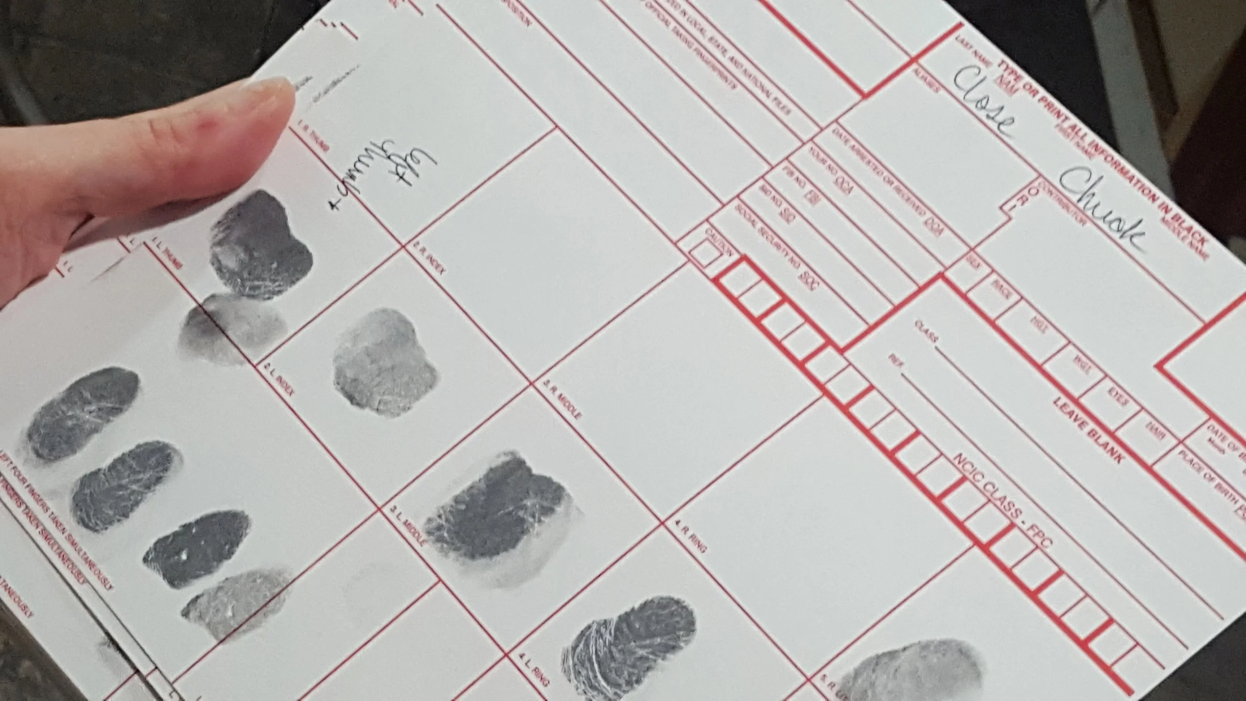 Scott draws inspiration from actual fingerprints of family and friends