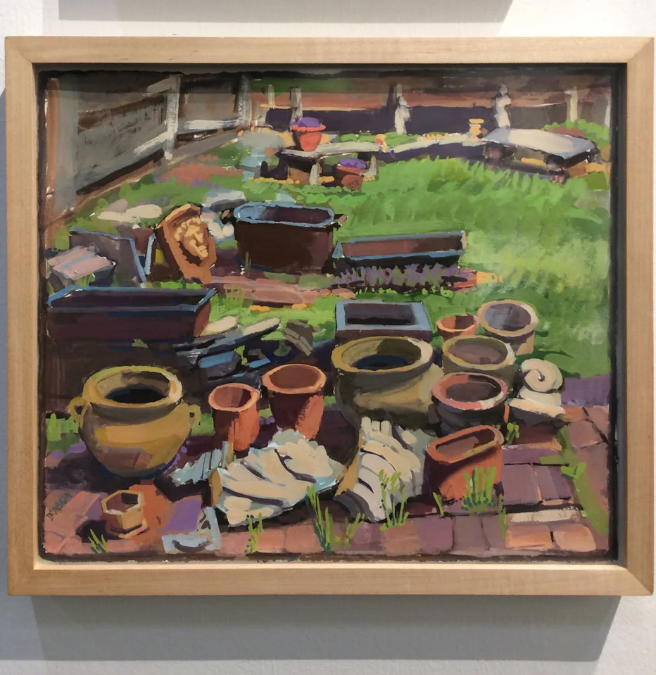 Catherine Drabkin, Backyard, Arch Street, 2016, gouache on paper, Kraushaar Galleries Inc., New York, NY