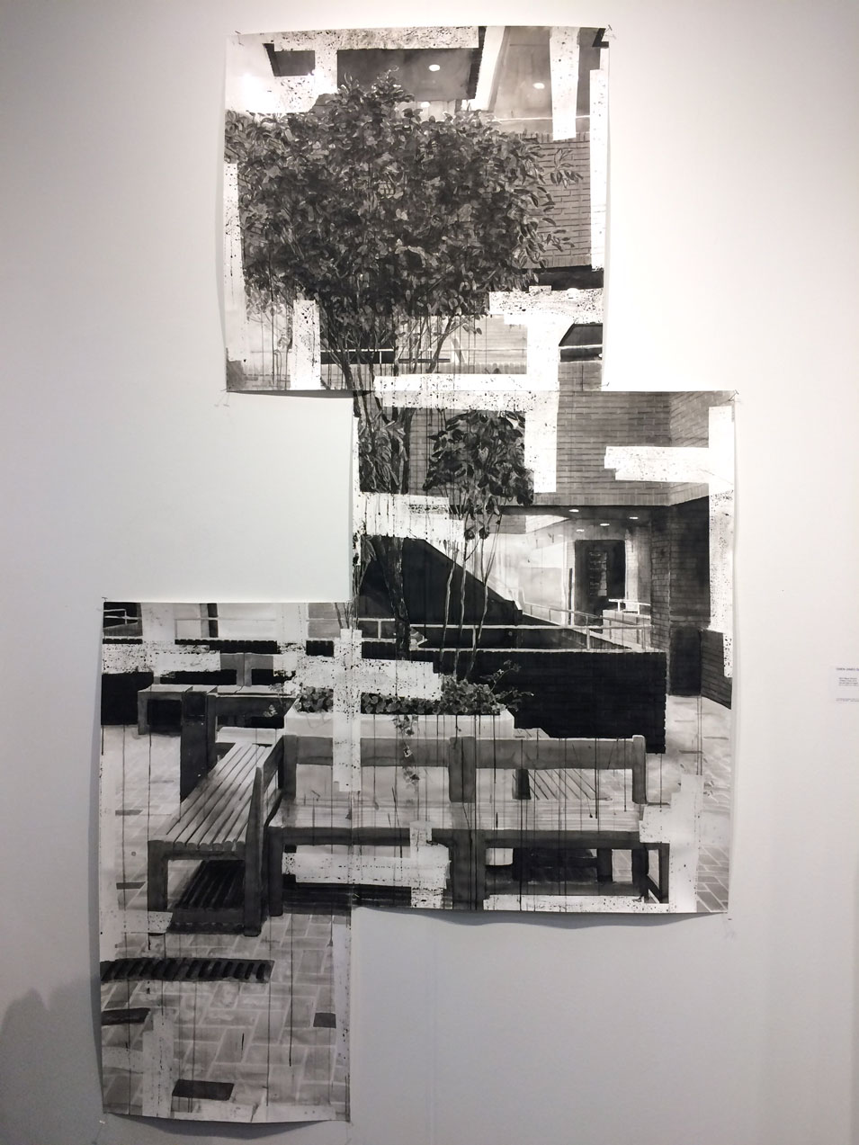 Björn Meyer-Ebrecht, Untitled (Tree), 2017, Ink and tape on paper, Owen James Gallery, Brooklyn, NY