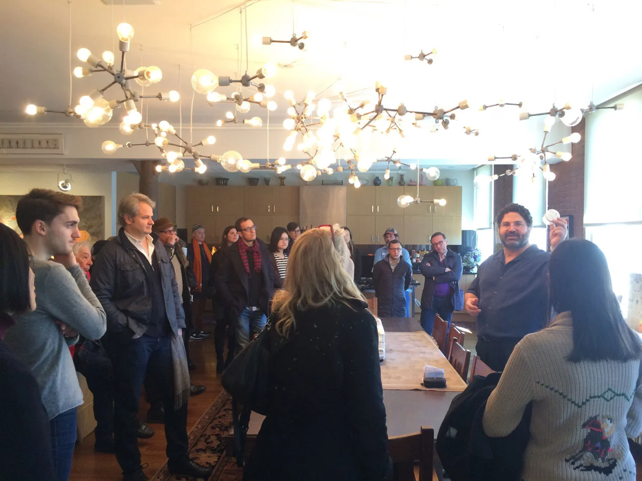 Peter Hort explains the installation by Spencer Finch