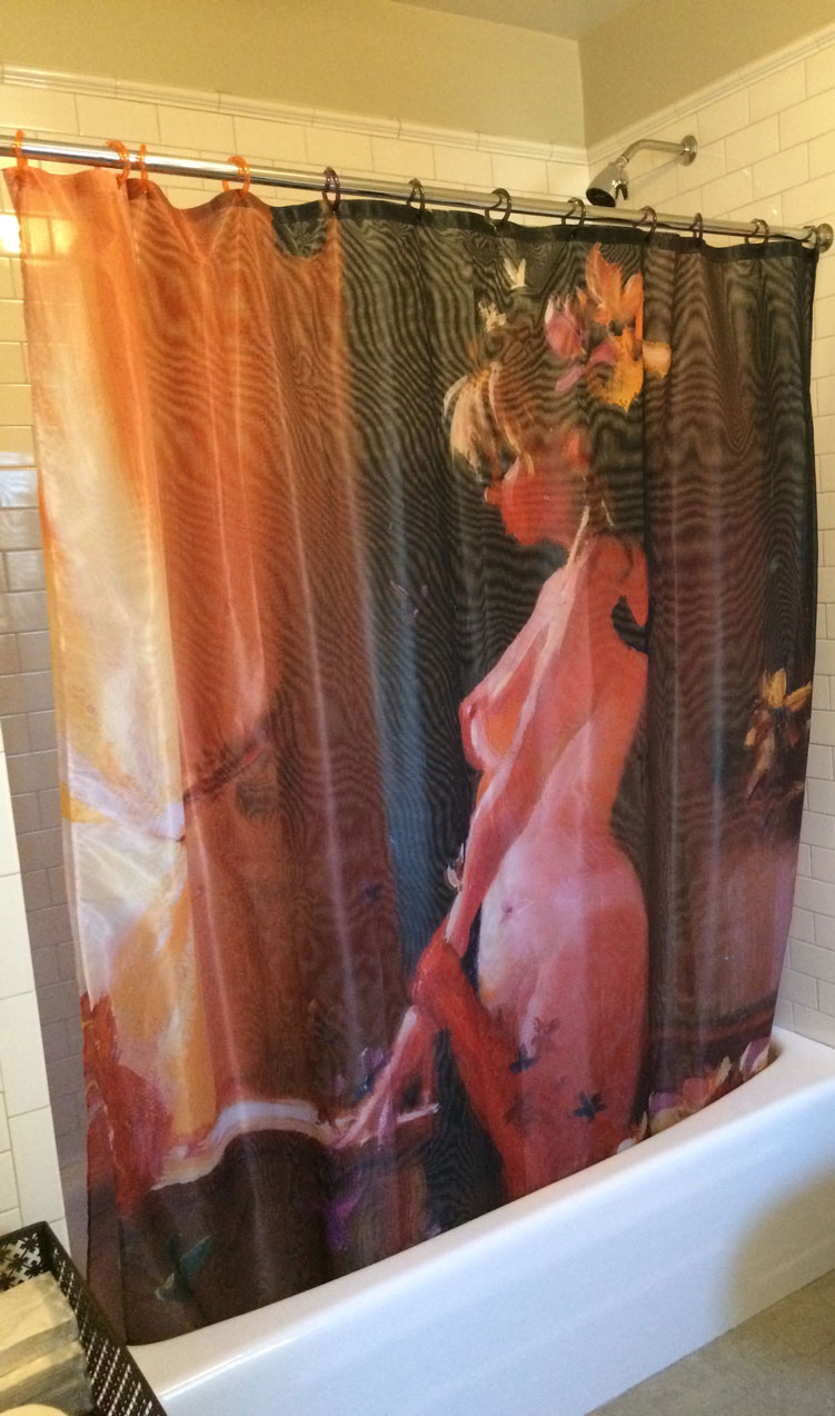 Unique shower curtain designed by Lisa Yuskavage