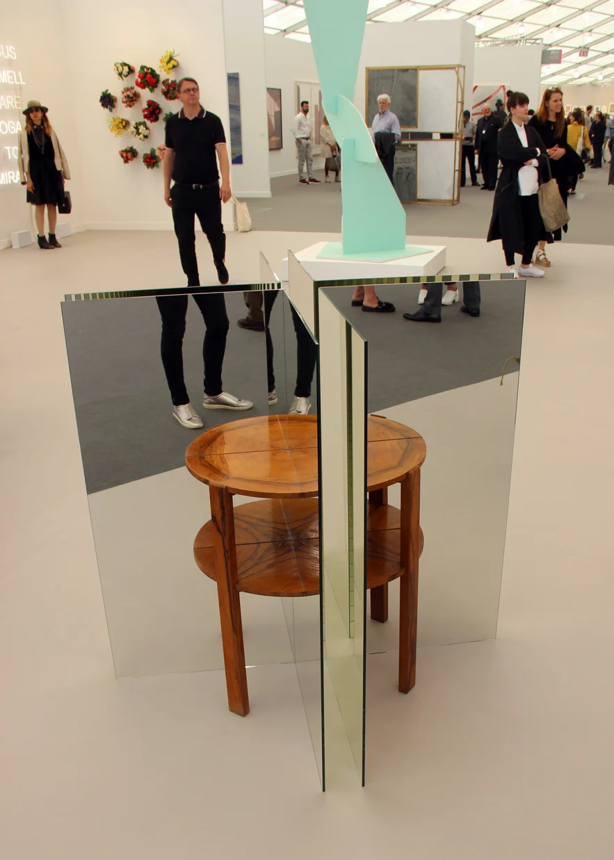 Alicja Kwade, Ein Tisch ist ein Bild , 2017, Found wooden table, mirror, 303 Gallery, New York, NY