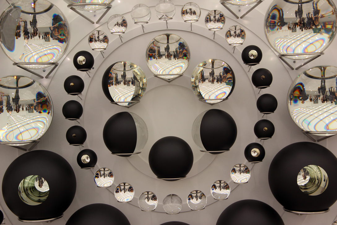 Olafur Eliasson, Your hope diagram , 2017, 162 partially silvered crystal spheres, paint (black), stainless steel, Tanya Bonakdar Gallery, New York, NY