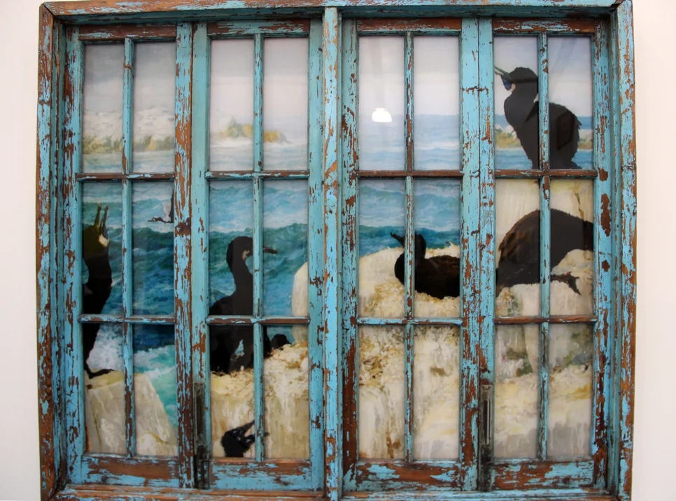 Li Qing, Window – The Sea in The Museum , 2016-2017, wood, metal, oil on plexiglass, paint, aluminum-plastic panel, Leo Xu Projects, Shanghai, CN